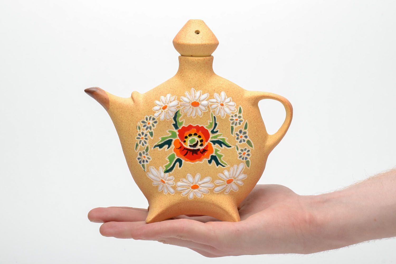 Handmade teapot with ornaments photo 5