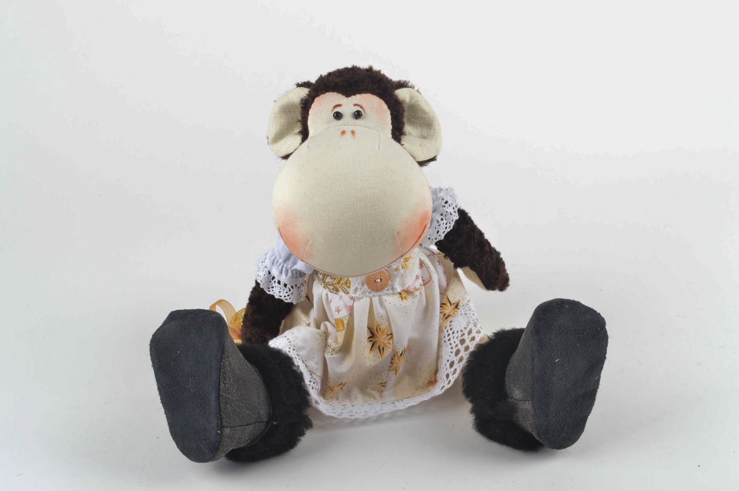Игрушка обезьяна хэнд мэйд детская игрушка из льна мягкая игрушка интересная фото 5