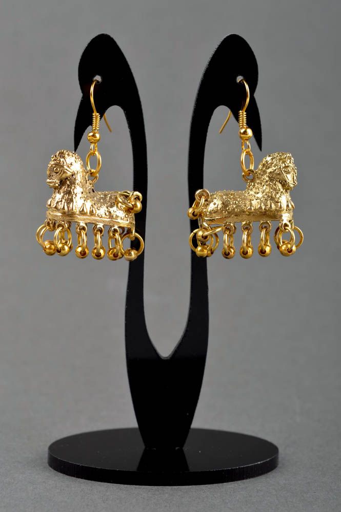 Handmade long earrings stylish brass earrings metal accessory present photo 1