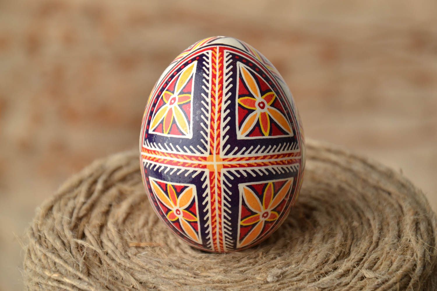 Easter egg hand painted with aniline dyes photo 1