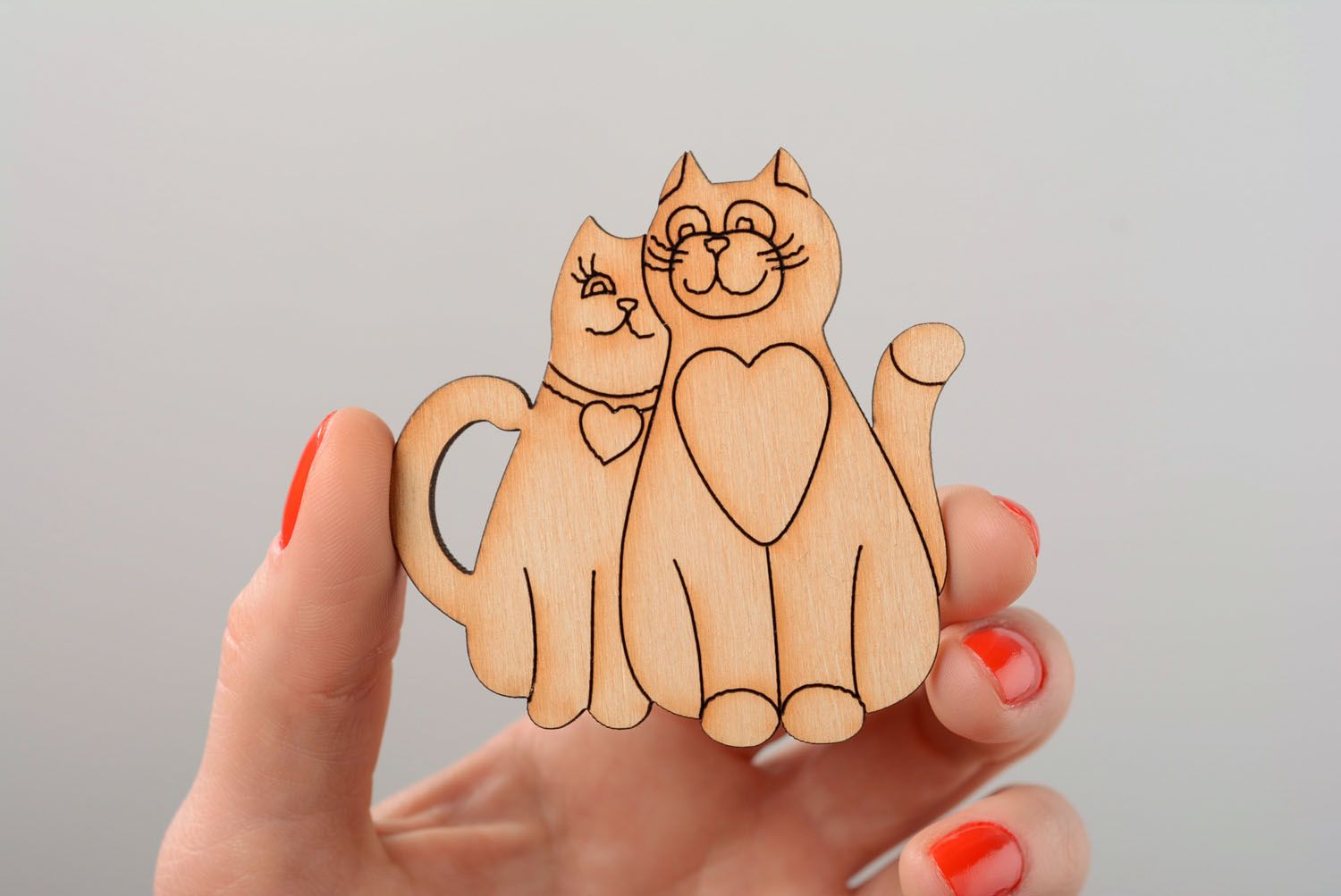 Décoration à colorier en contreplaqué en forme de chats photo 3