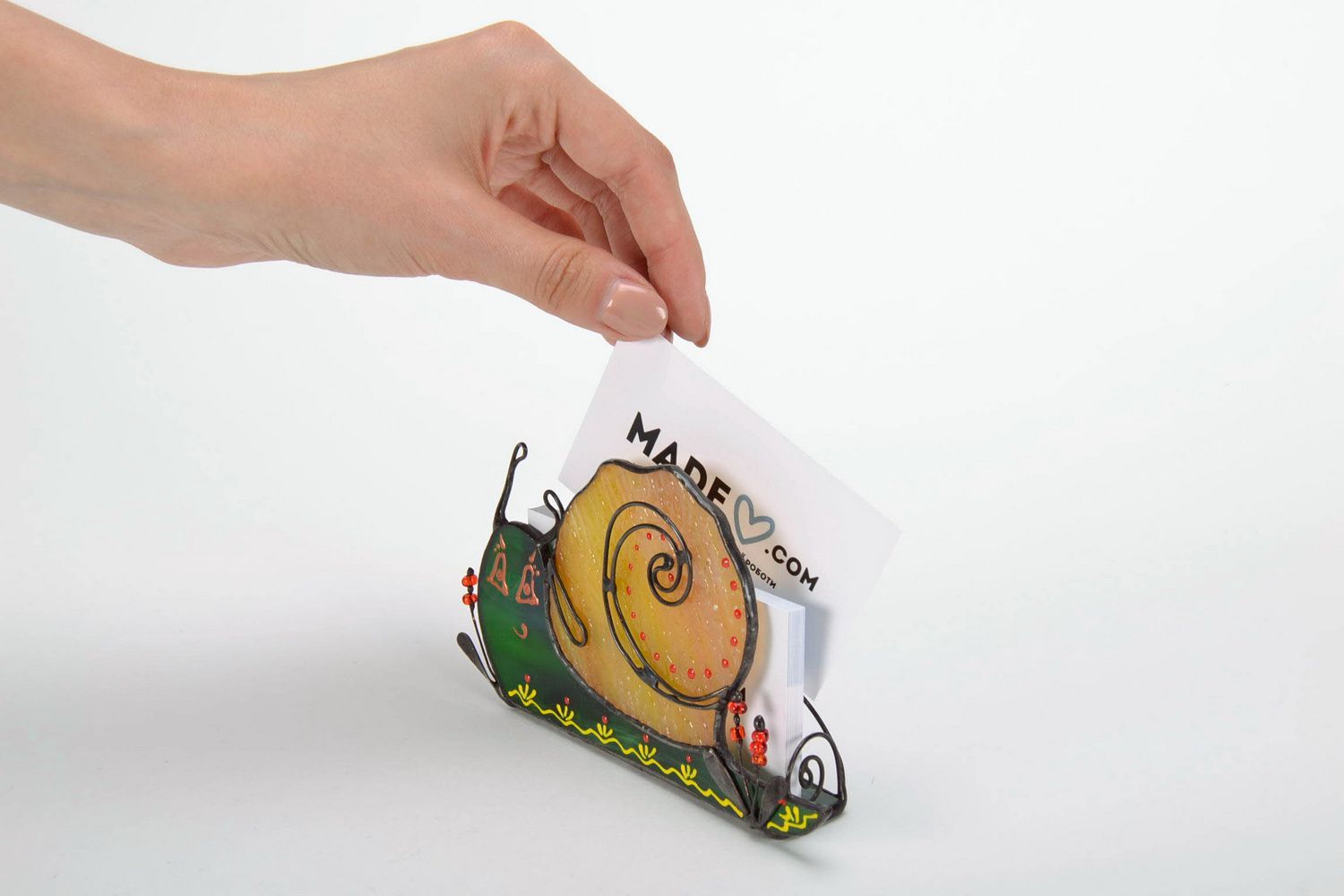 Stained glass business card holder Snail photo 5
