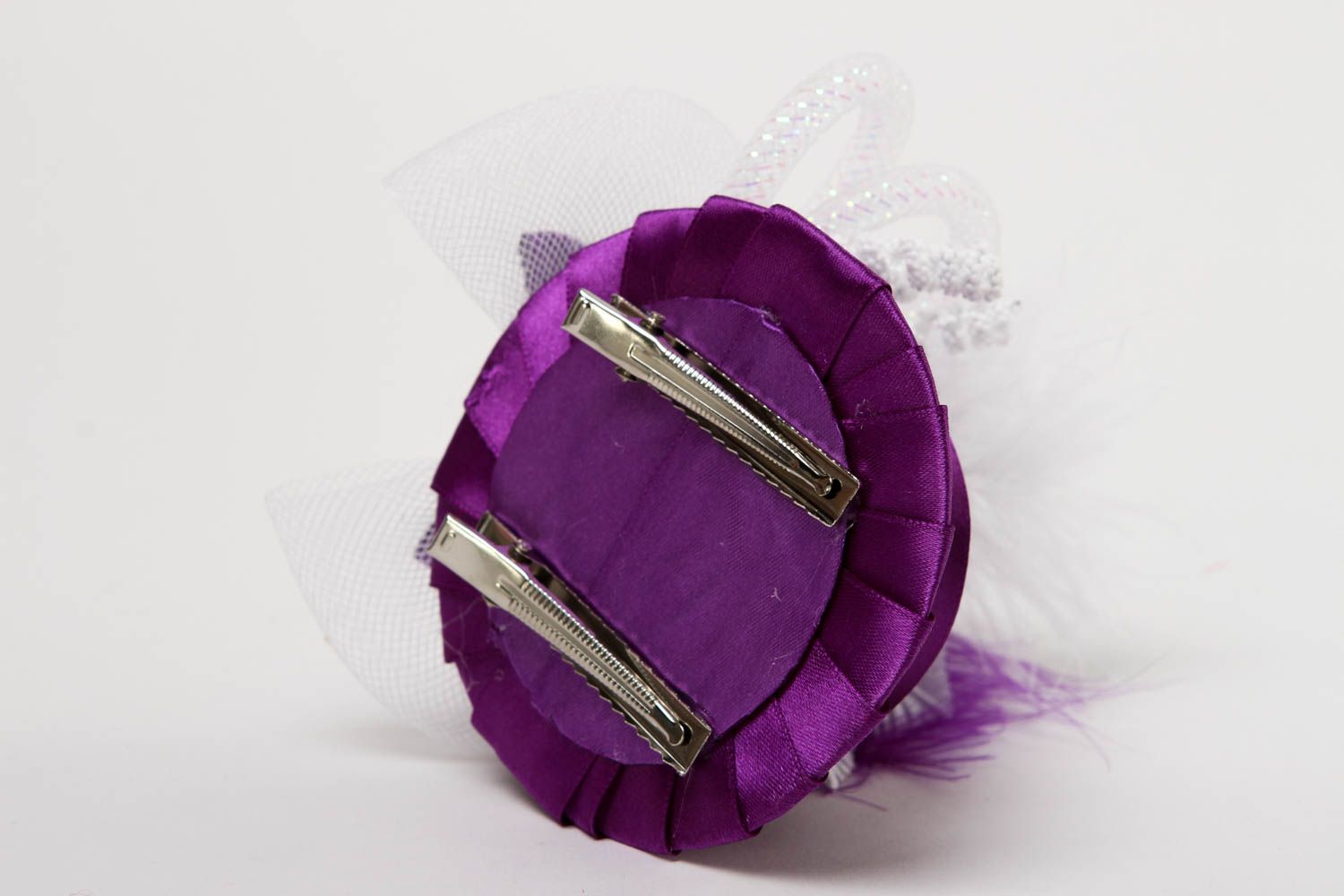 Заколка с перьями хэнд мэйд заколка для волос фиолетовый аксессуар для волос фото 4