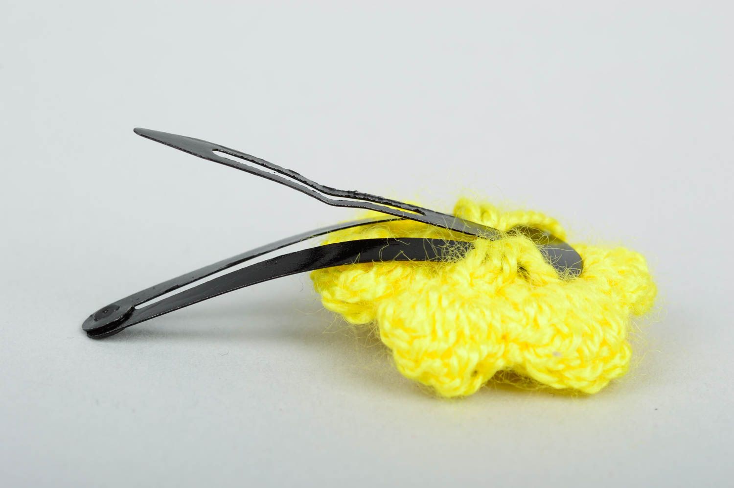 Handmade Kinder Haarspange Haarklemme Blume Häkel Accessoire schön gelb foto 5