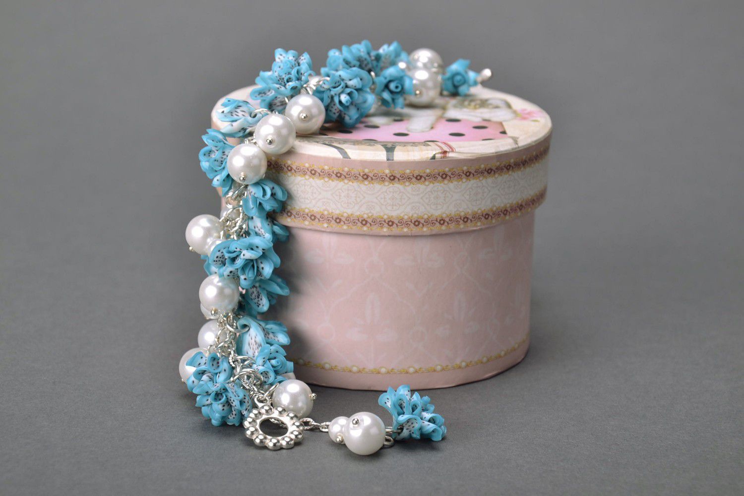Handmade Armband mit Blumen aus Polymerton foto 2