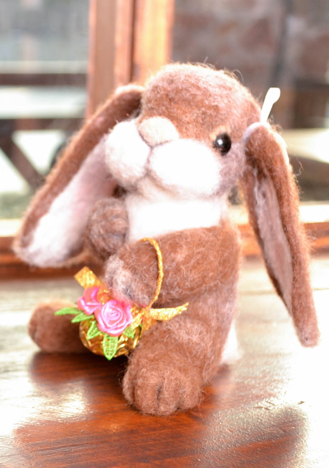Handmade wool toy for home interior Rabbit photo 1