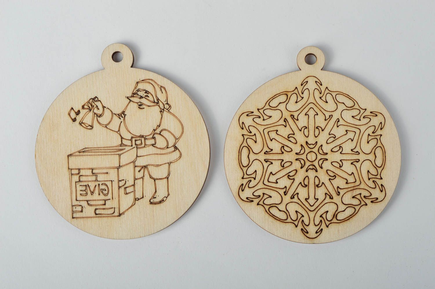 Handmade Weihnachtskugeln Rohlinge Holzartikel zum Bemalen Holz Rohlinge 2 Stück foto 2