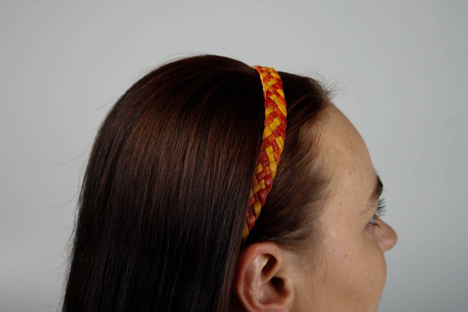 Аксессуар для волос ручной работы полоска для волос из кожи повязка на голову фото 2