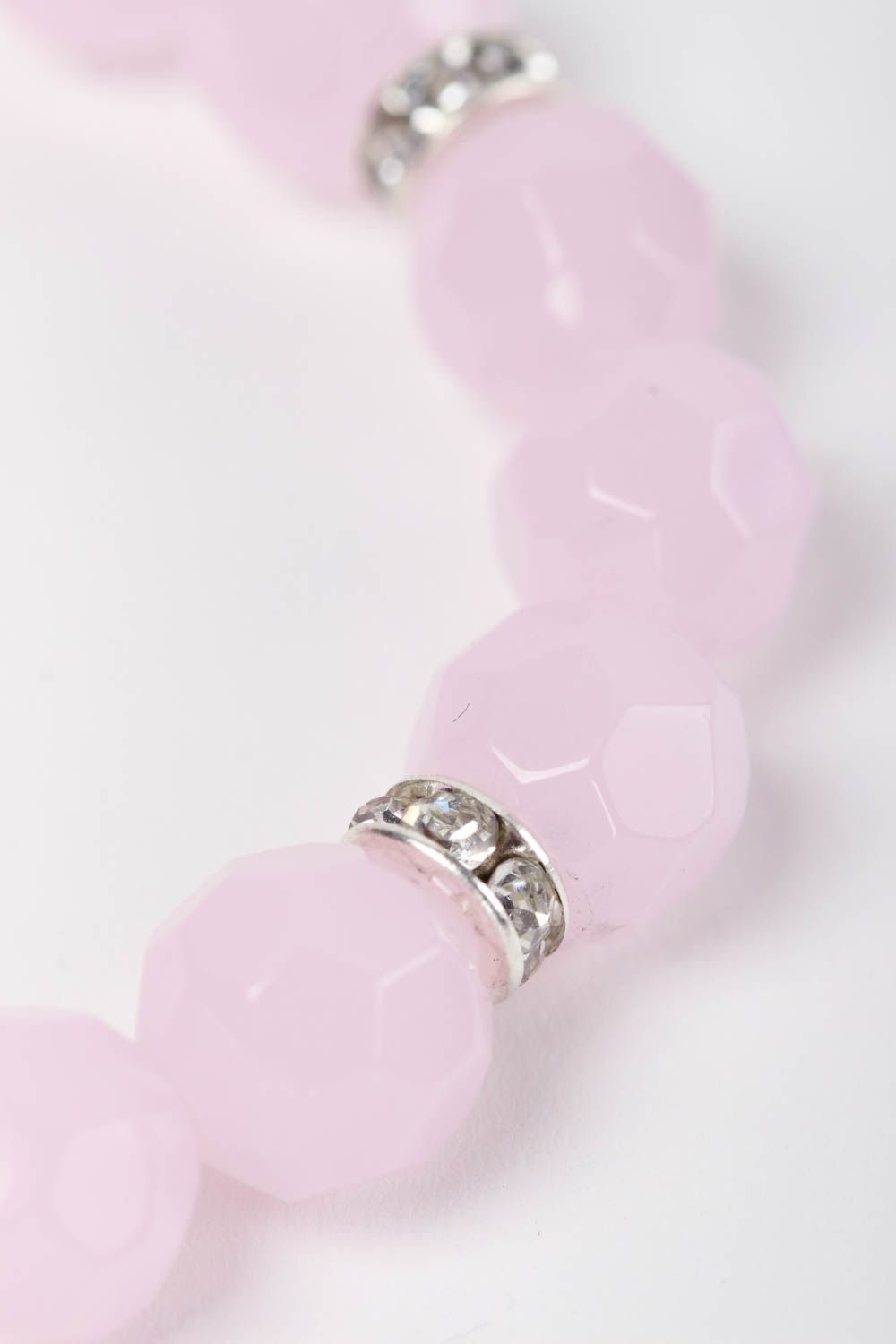 Bracelet pierres naturelles Bijou fait main en quartz rose Accessoire femme photo 4