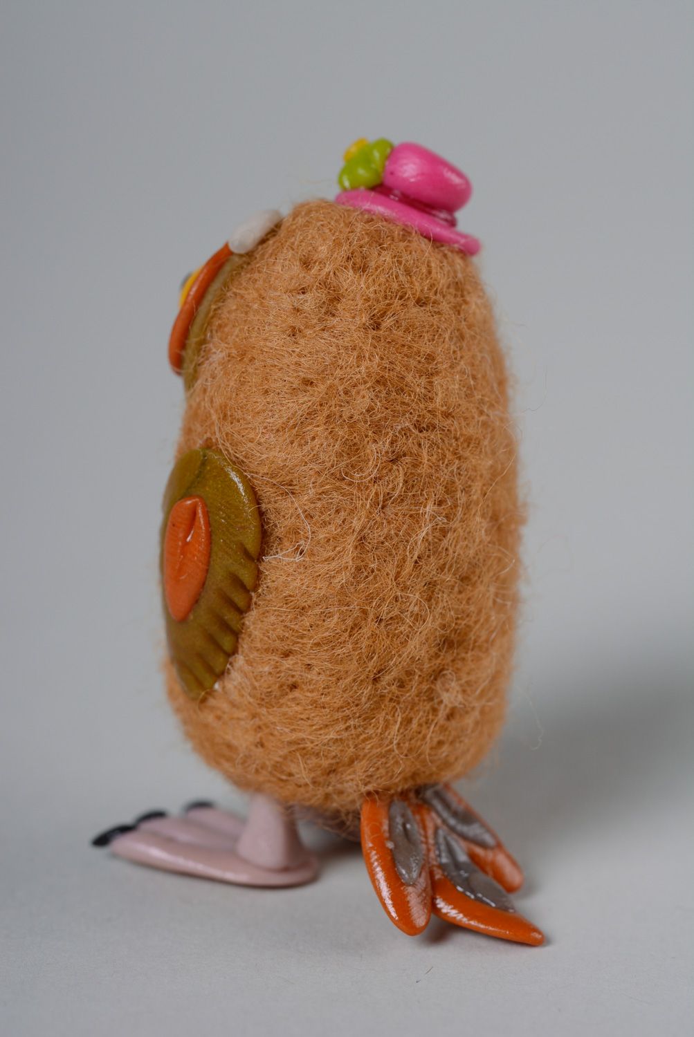 Jouet en laine feutrée fait main décoratif original hibou cadeau pour enfant photo 3