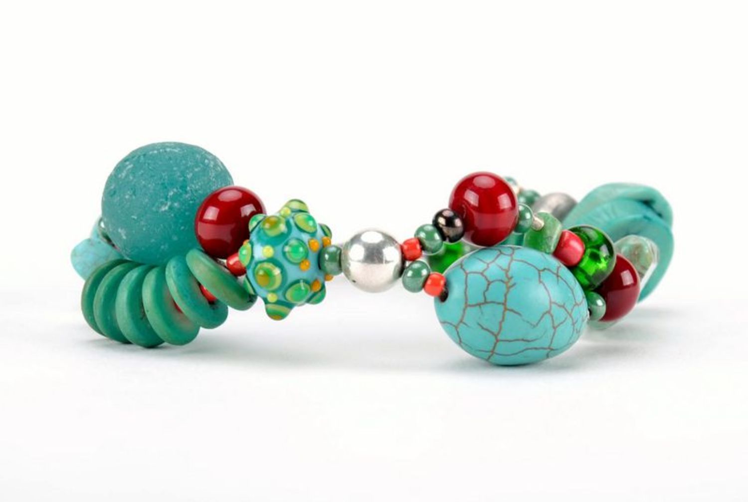 Bracelet fait main en pierres naturelles et perles de verre photo 4