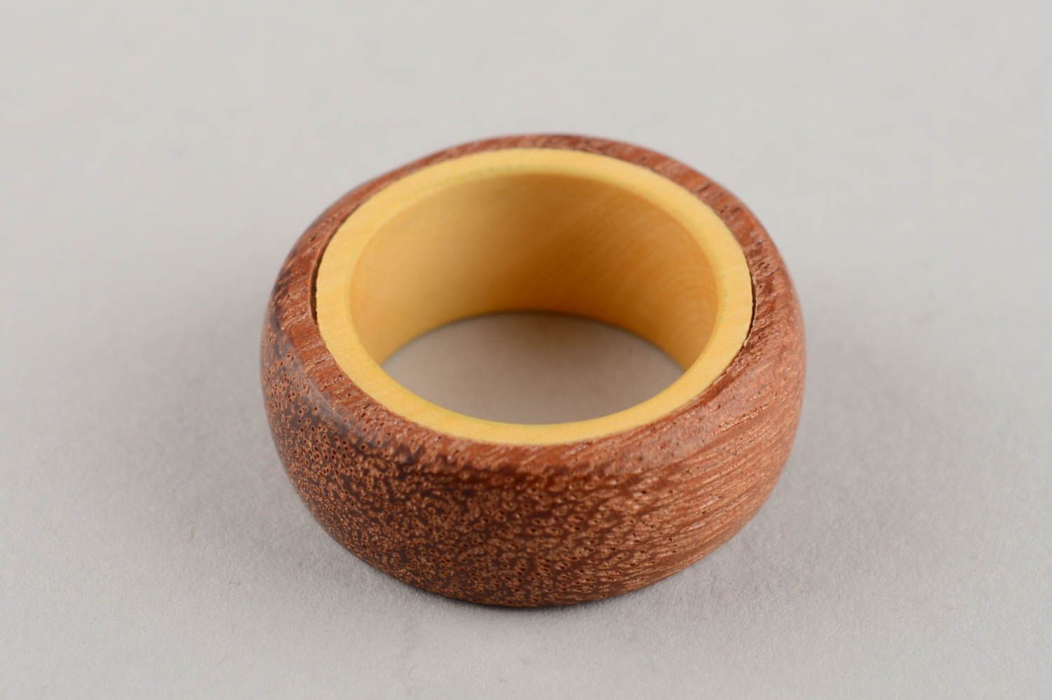 Unique unisex designer accessory handmade ring made of wood in eco style photo 2