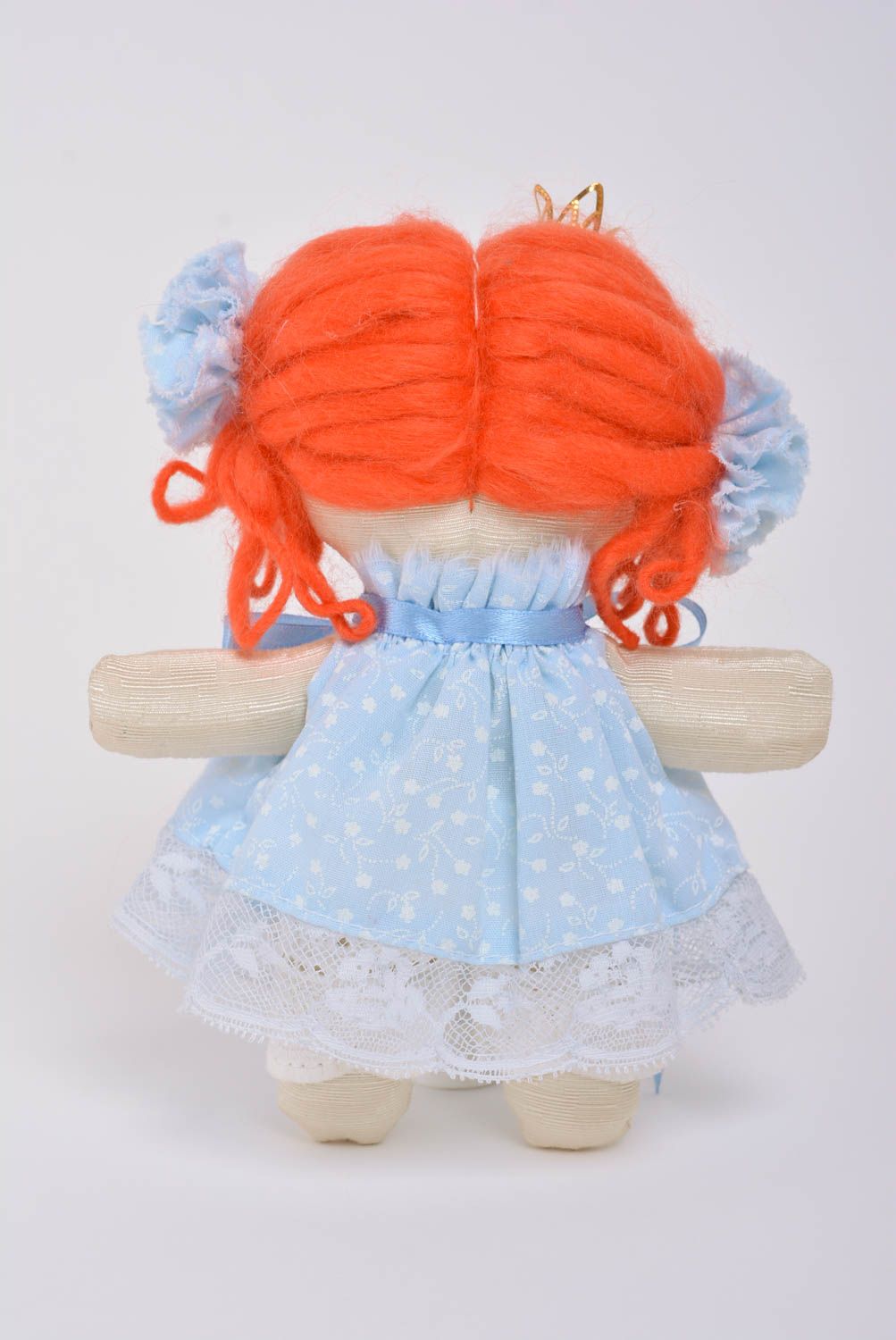 Handmade designer small fabric soft toy little princess with ginger hair photo 2
