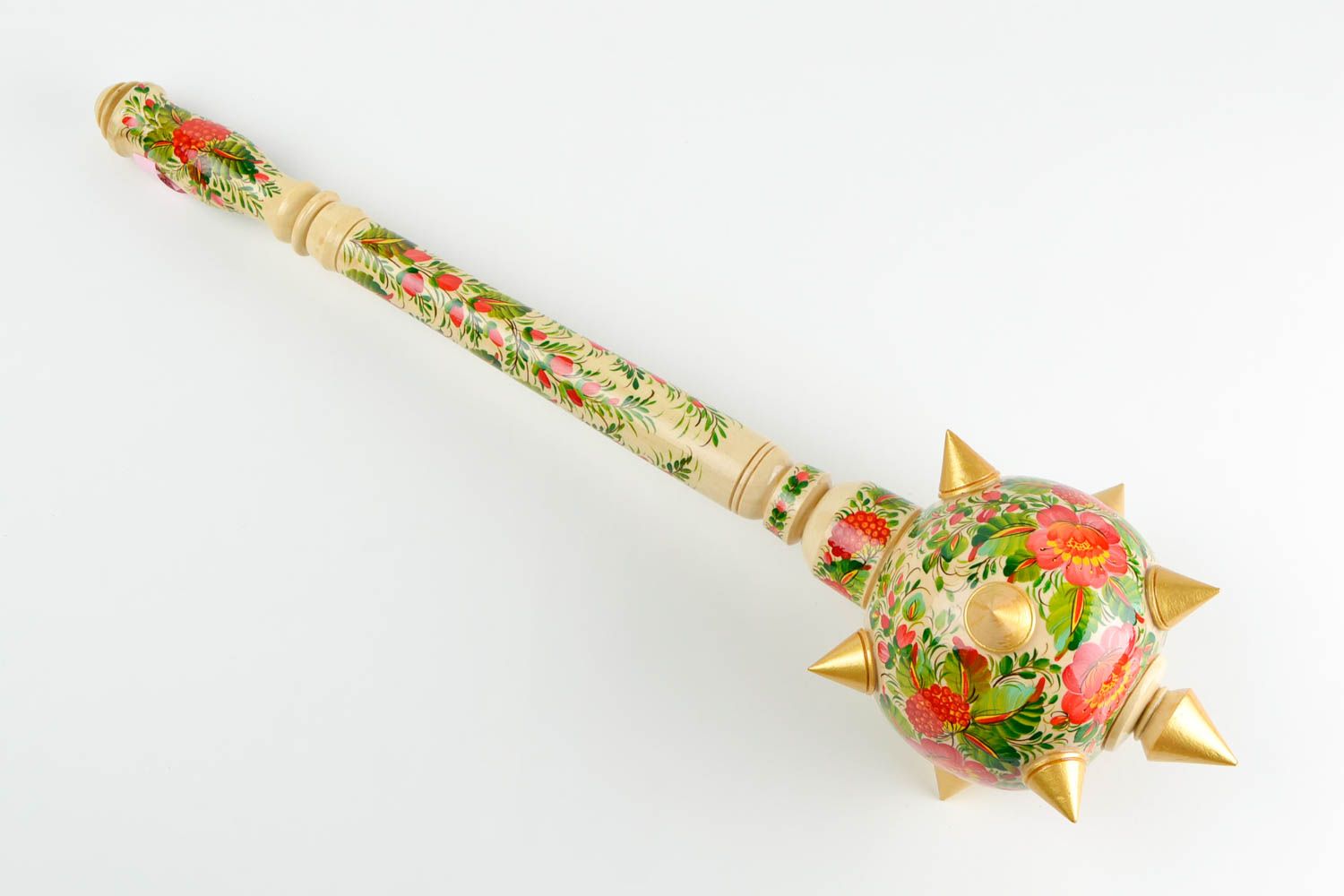 Wooden mace painted handmade folk weapon wooden weapon decorative use only photo 3
