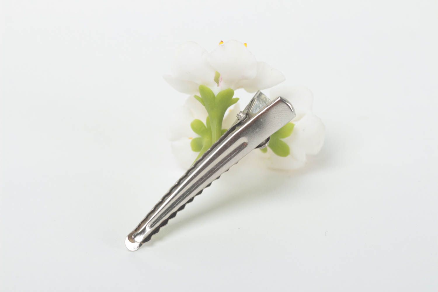 Handmade hair clip polymer hair clip unusual gift hair accessories with flower photo 4