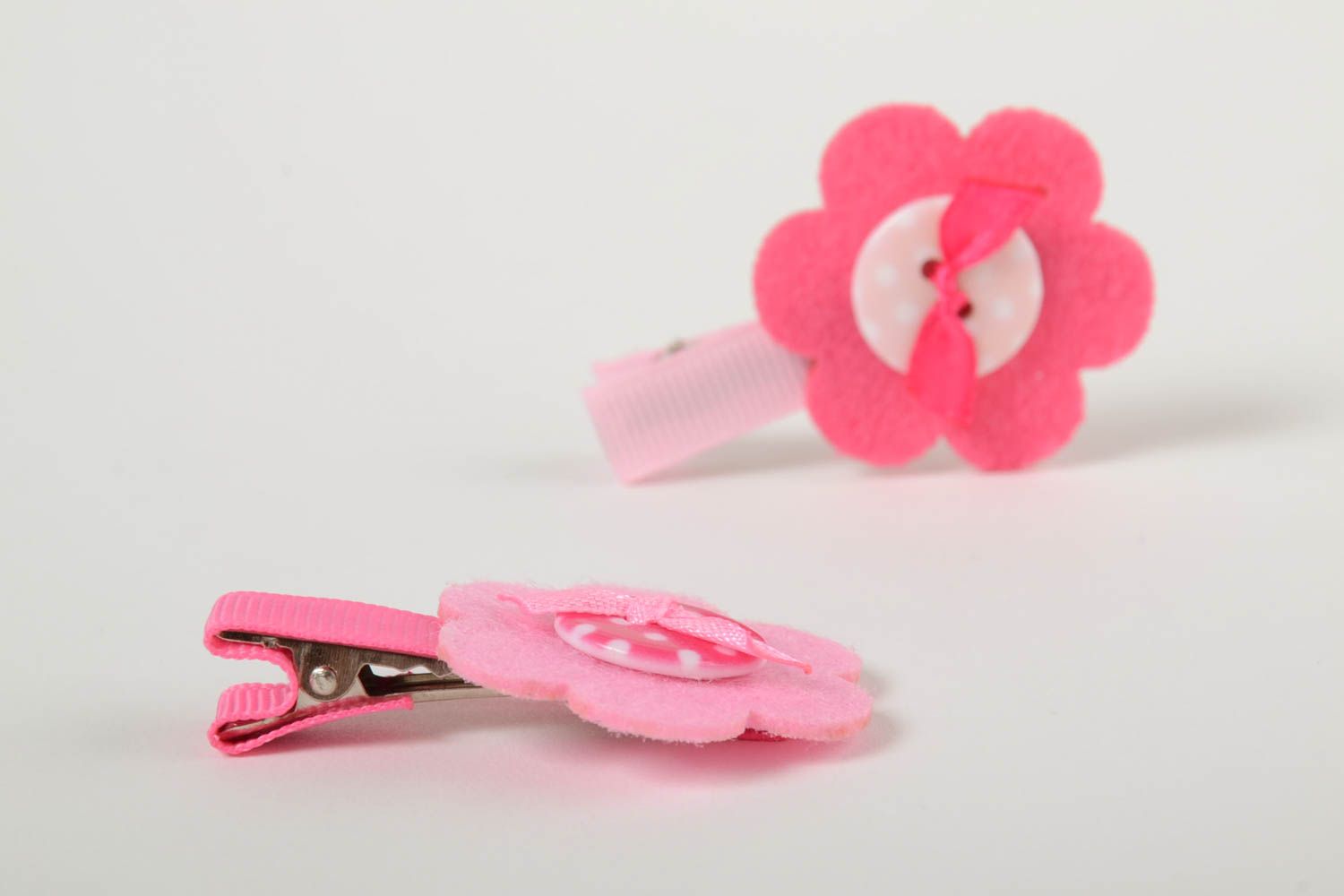Children's hairpins made of rep ribbons and fleece set of 2 pieces hand made photo 4