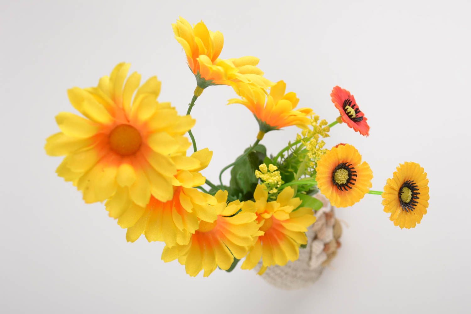 Petit vase en macramé avec fleurs artificielles fait main 25 cl original photo 4