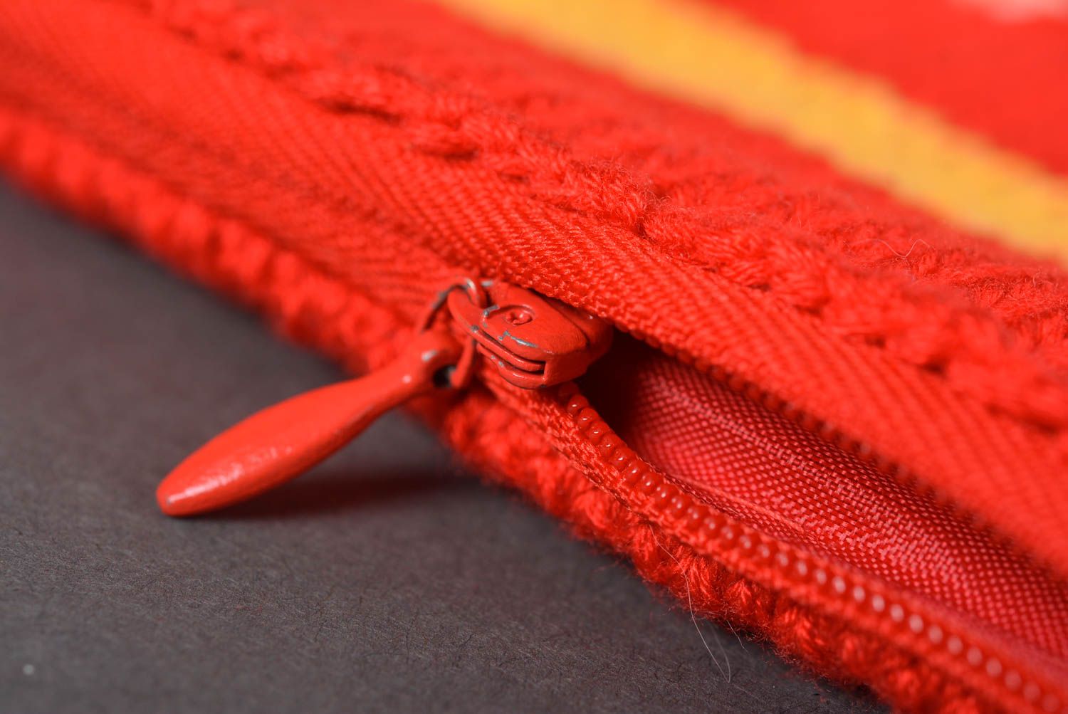 Handmade knitted purse red fabric shoulder bag designer women accessories photo 5