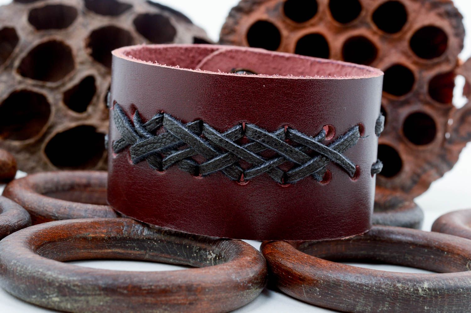 Handmade wrist bracelet natural leather stylish accessory fashionable present photo 1