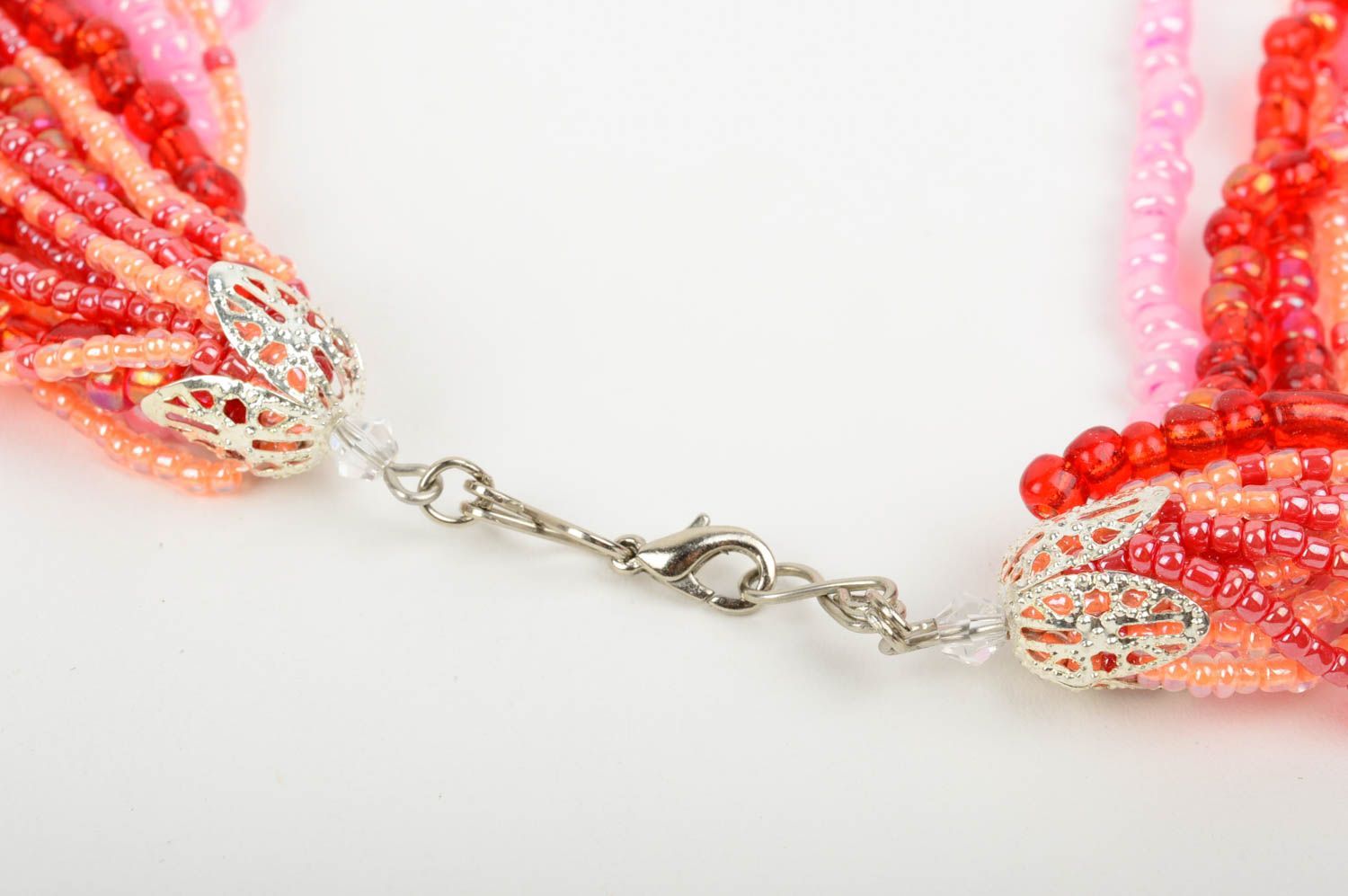 Collier perles rocaille Bijou fait main rouge multirang Accessoire femme design photo 4