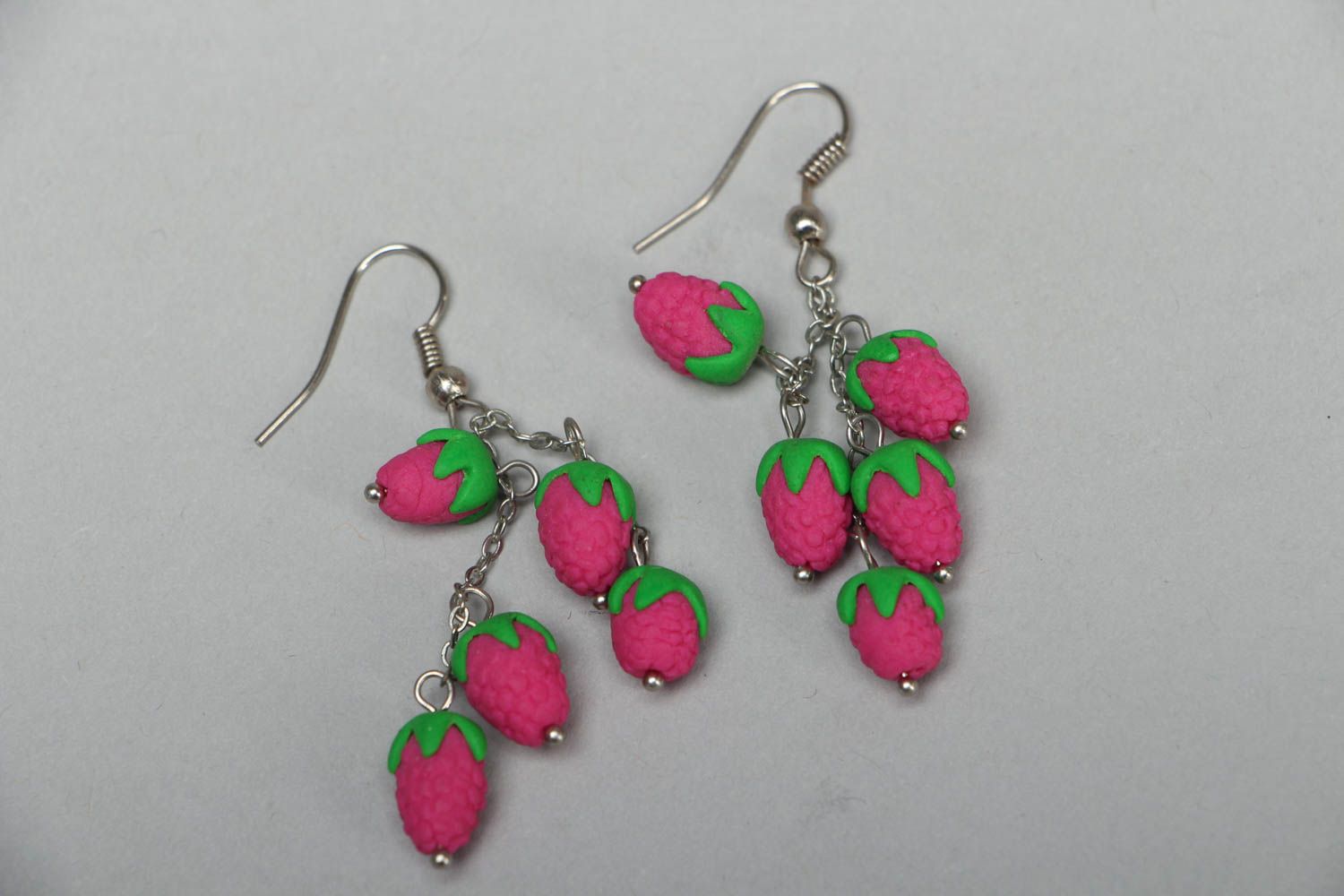 Earrings with plastic charms Berries photo 1