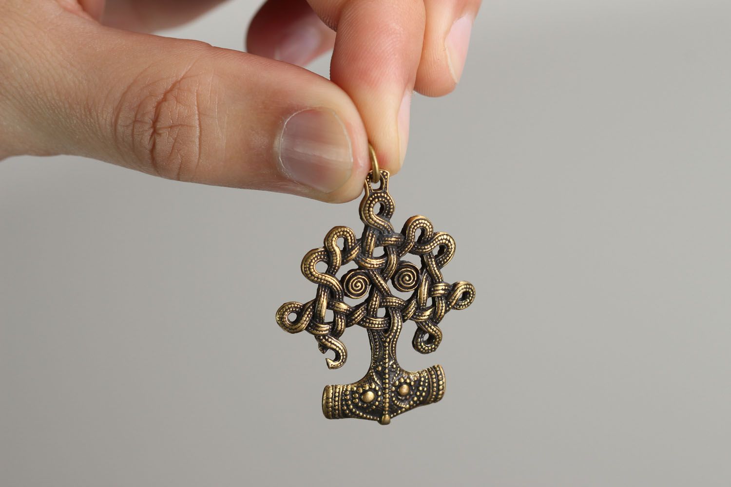 Unusual bronze pendant Iggdrasil photo 4