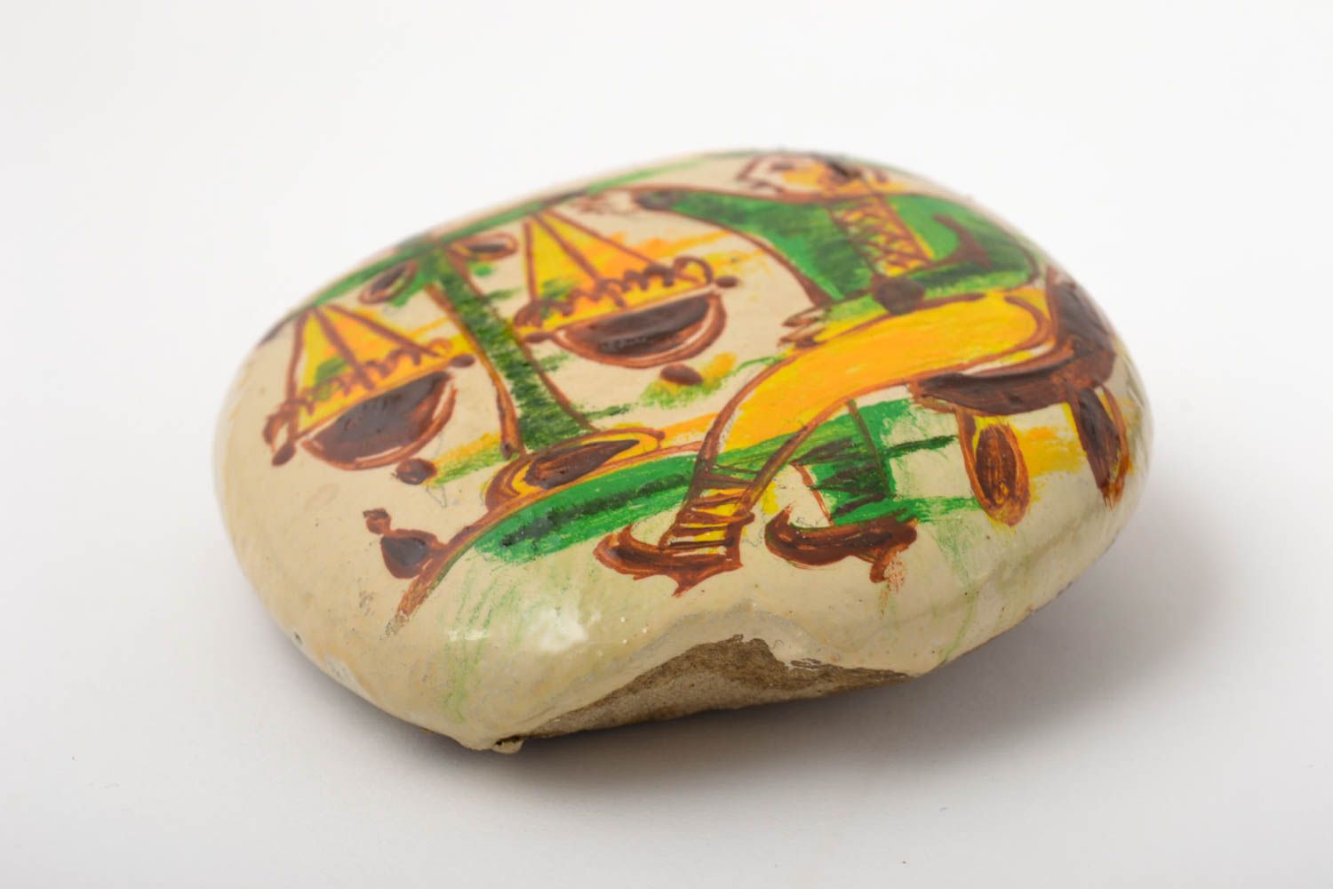 Unusual handmade sea stone painted pebbles modern art decorative use only photo 3