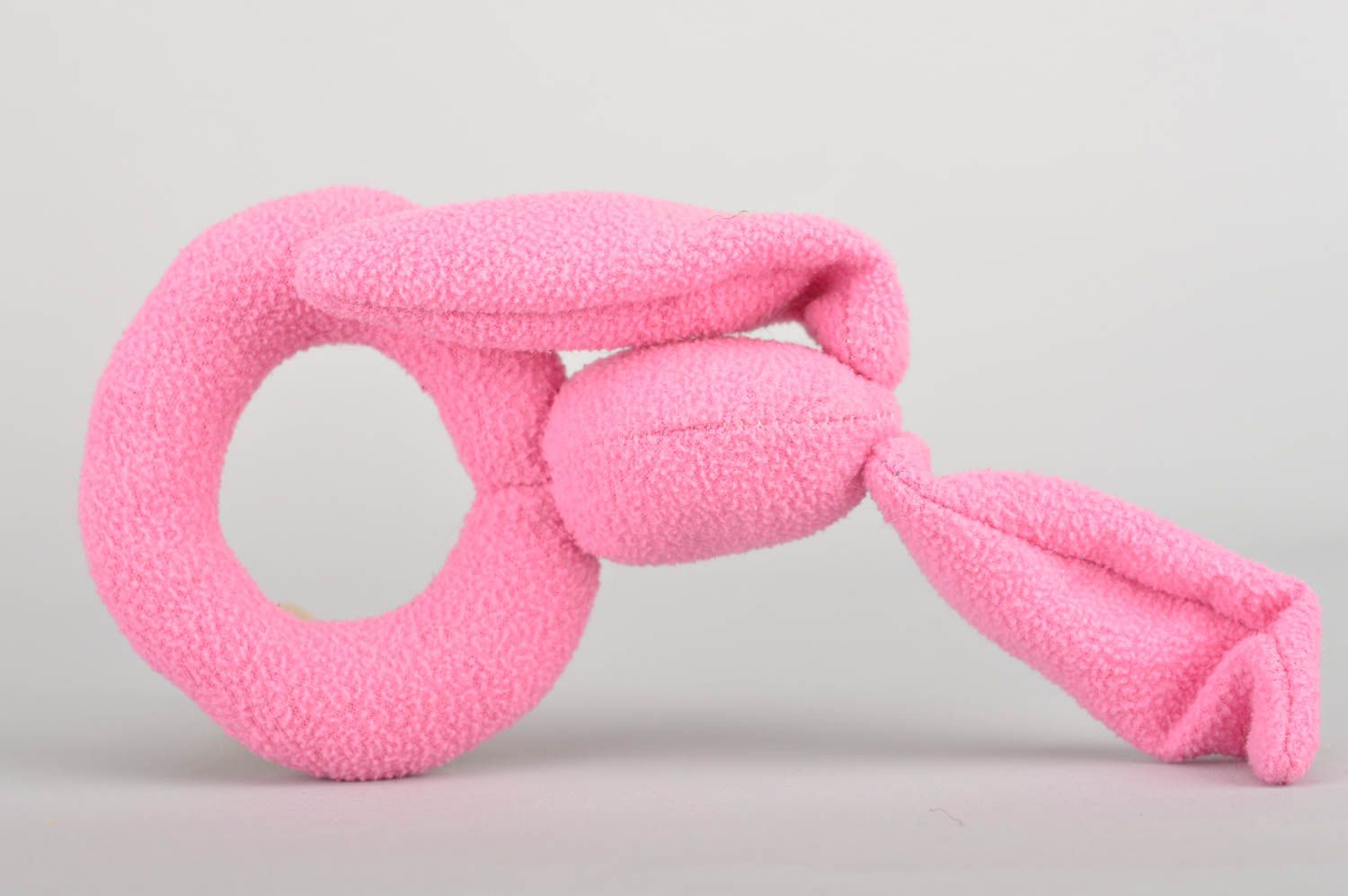 Красивая розовая мягкая игрушка ручной работы в виде зайца для маленьких детей фото 5