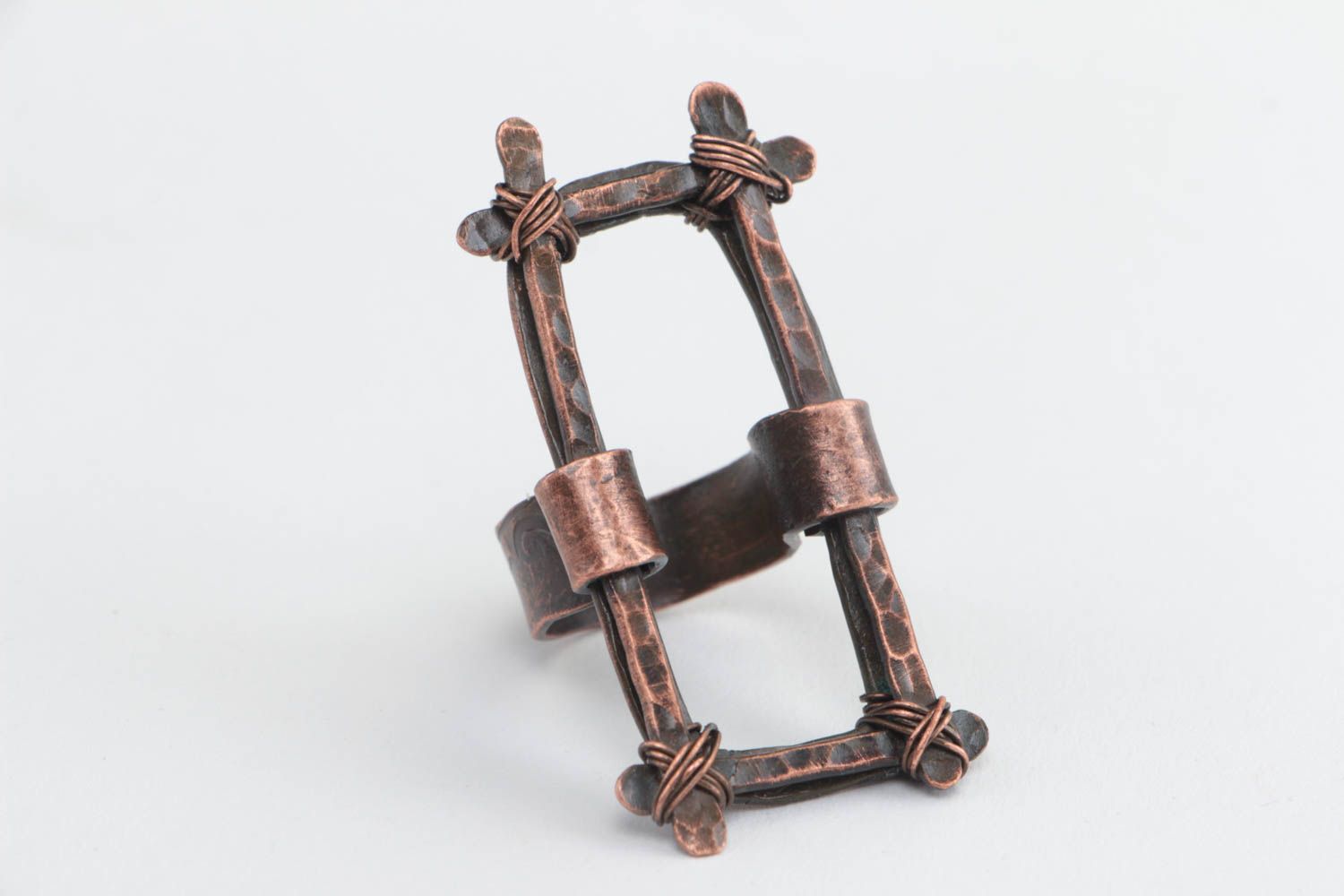 Women's handmade copper ring beautiful volume unusual jewelry photo 2