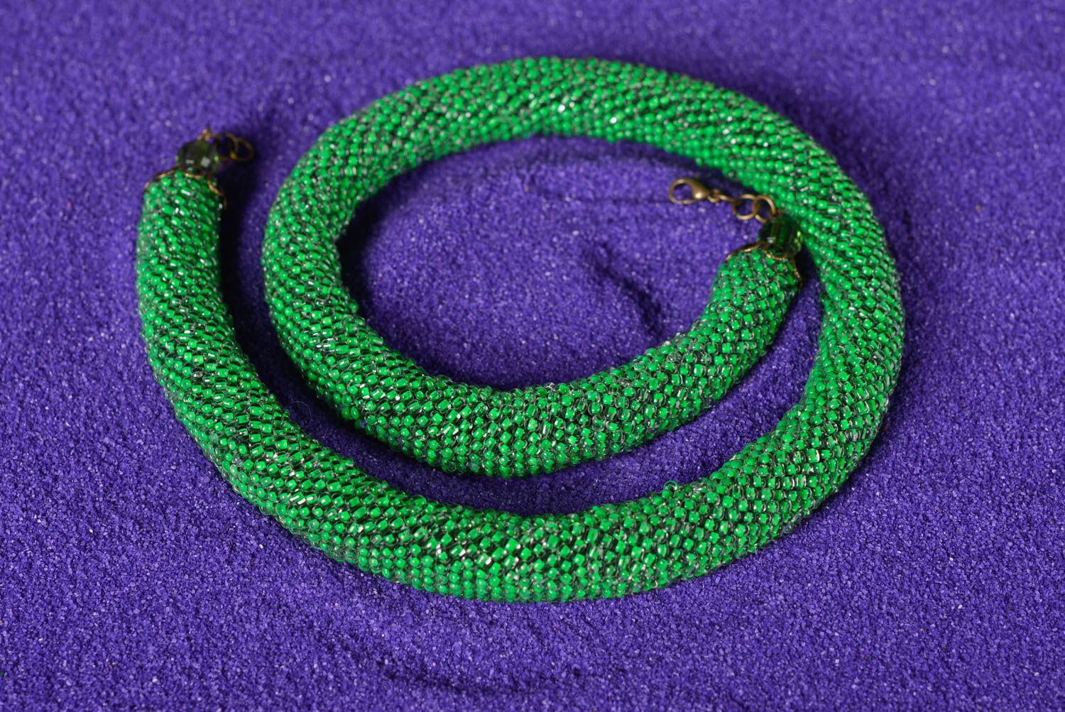 Handmade cord necklace bead cord necklace beautiful tight green beaded necklace photo 3
