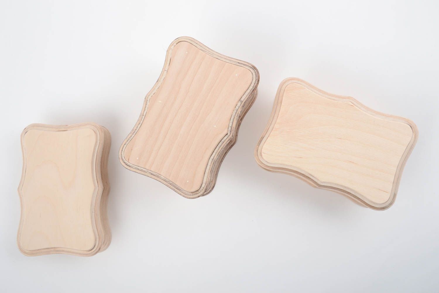 Boîtes en bois faites main à décorer set de 3 ébauches pour serviettage photo 2