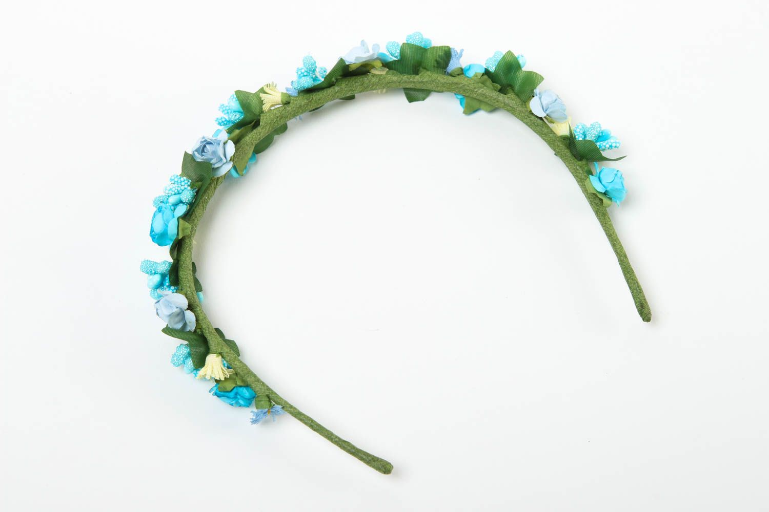 Serre-tête fleurs bleu ciel Bijou fait main tendance fin Accessoire cheveux photo 2