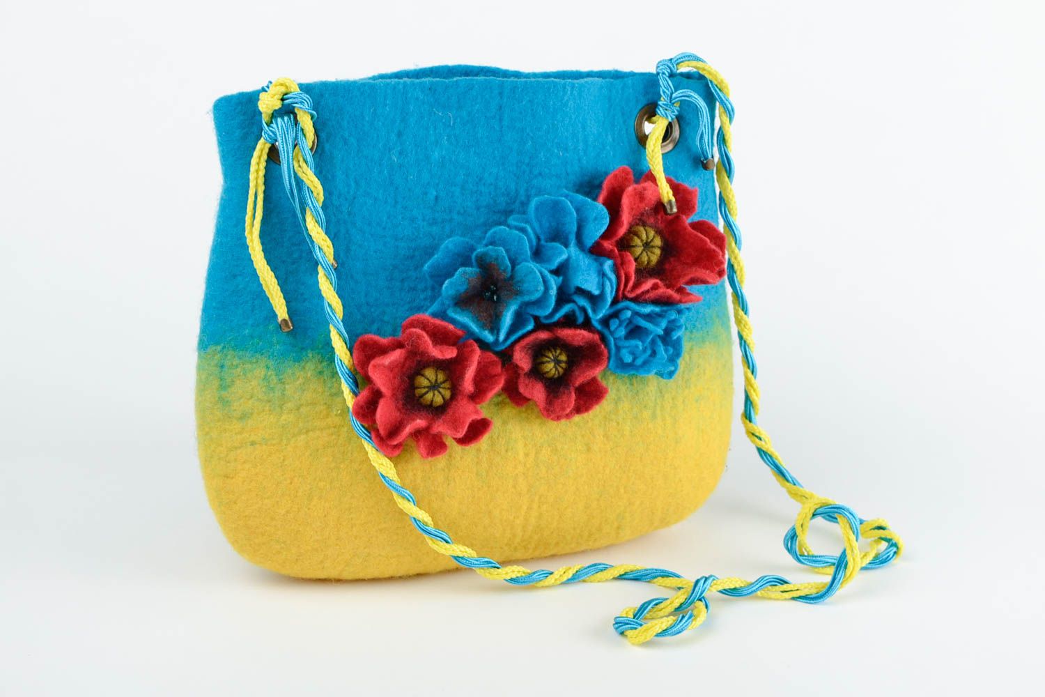Unusual handmade woolen bag shoulder bag felted wool bag wool felting ideas photo 6
