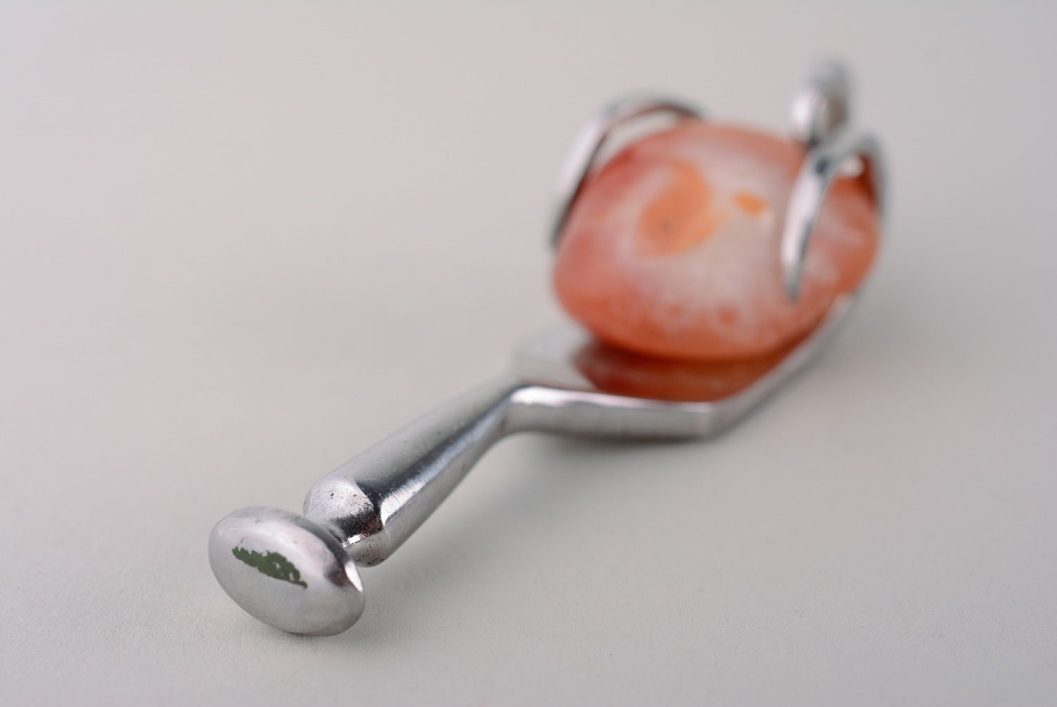 Handmade fork neck pendant with stone photo 5
