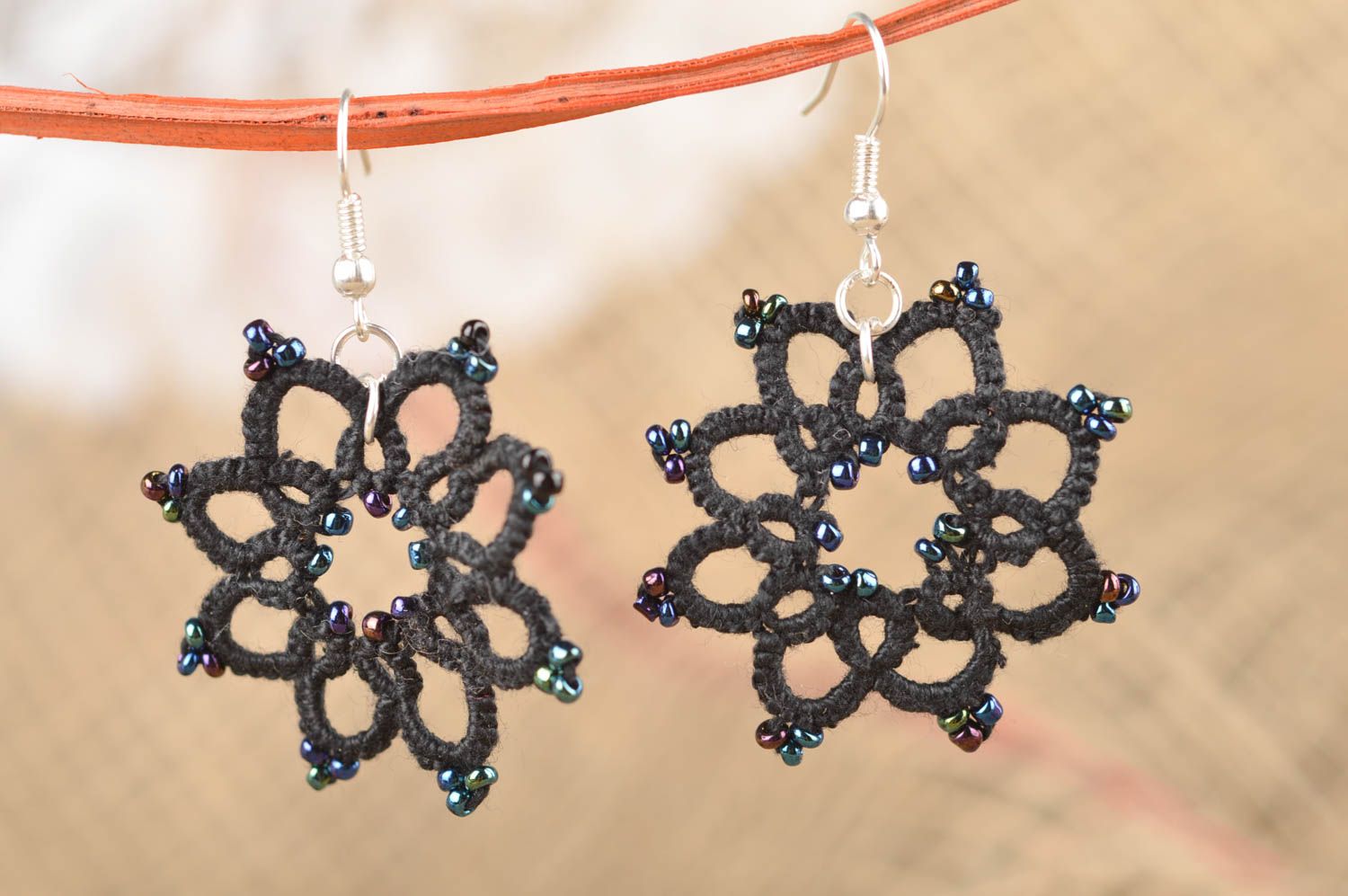 Stylish handmade woven earrings with beads textile earrings fashion tips photo 1