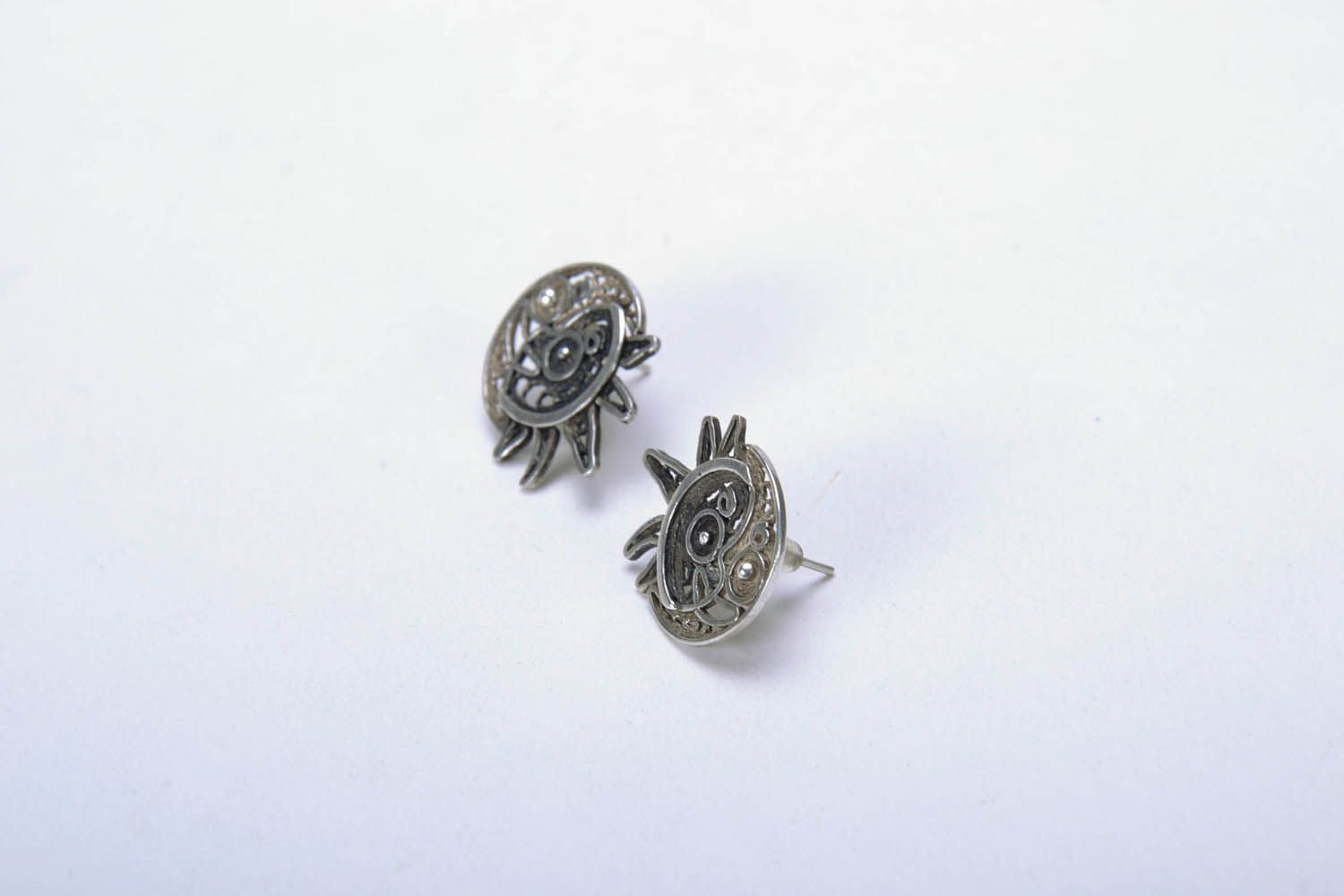 Silver earrings Crescent photo 4
