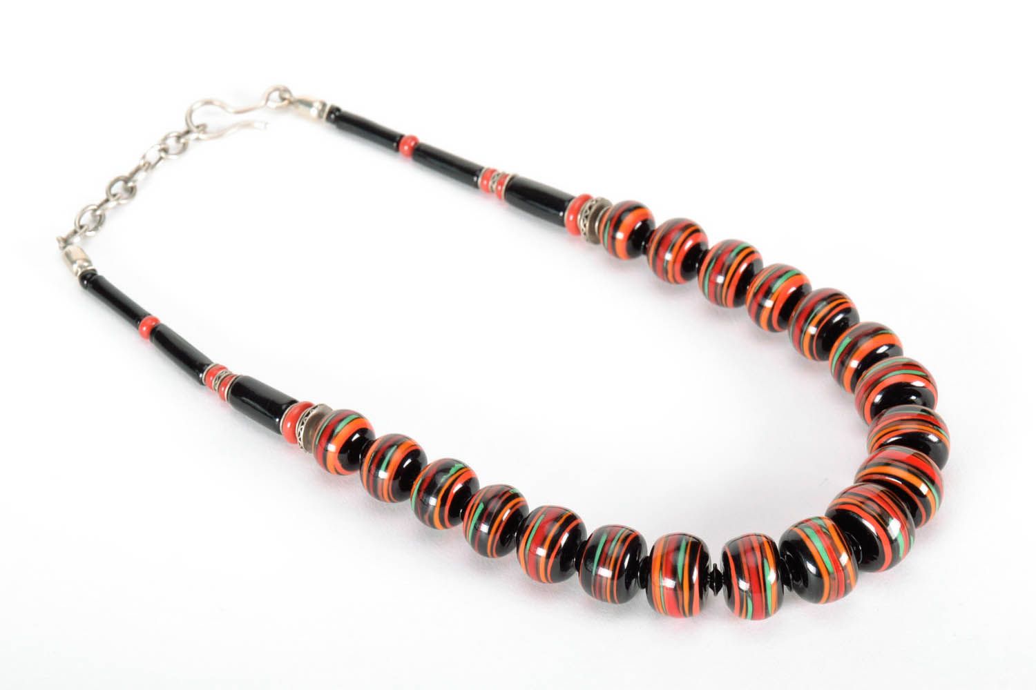 Bright glass bead necklace photo 4