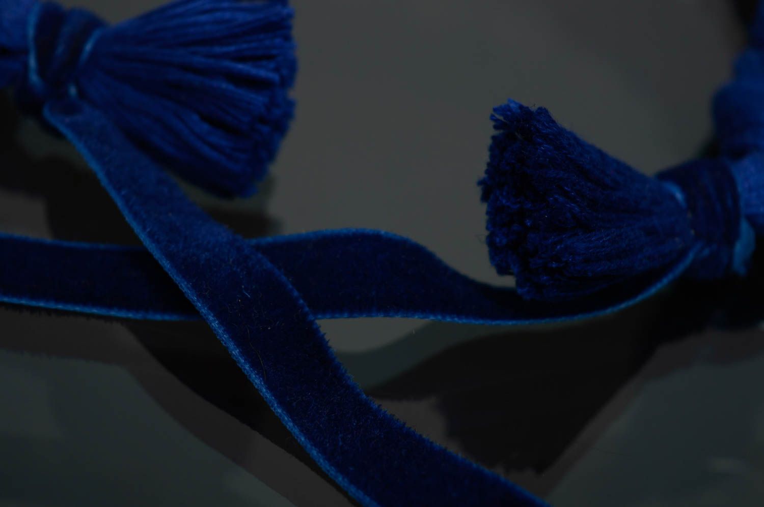 Collier tressé en fils et chaînons bleu   photo 5