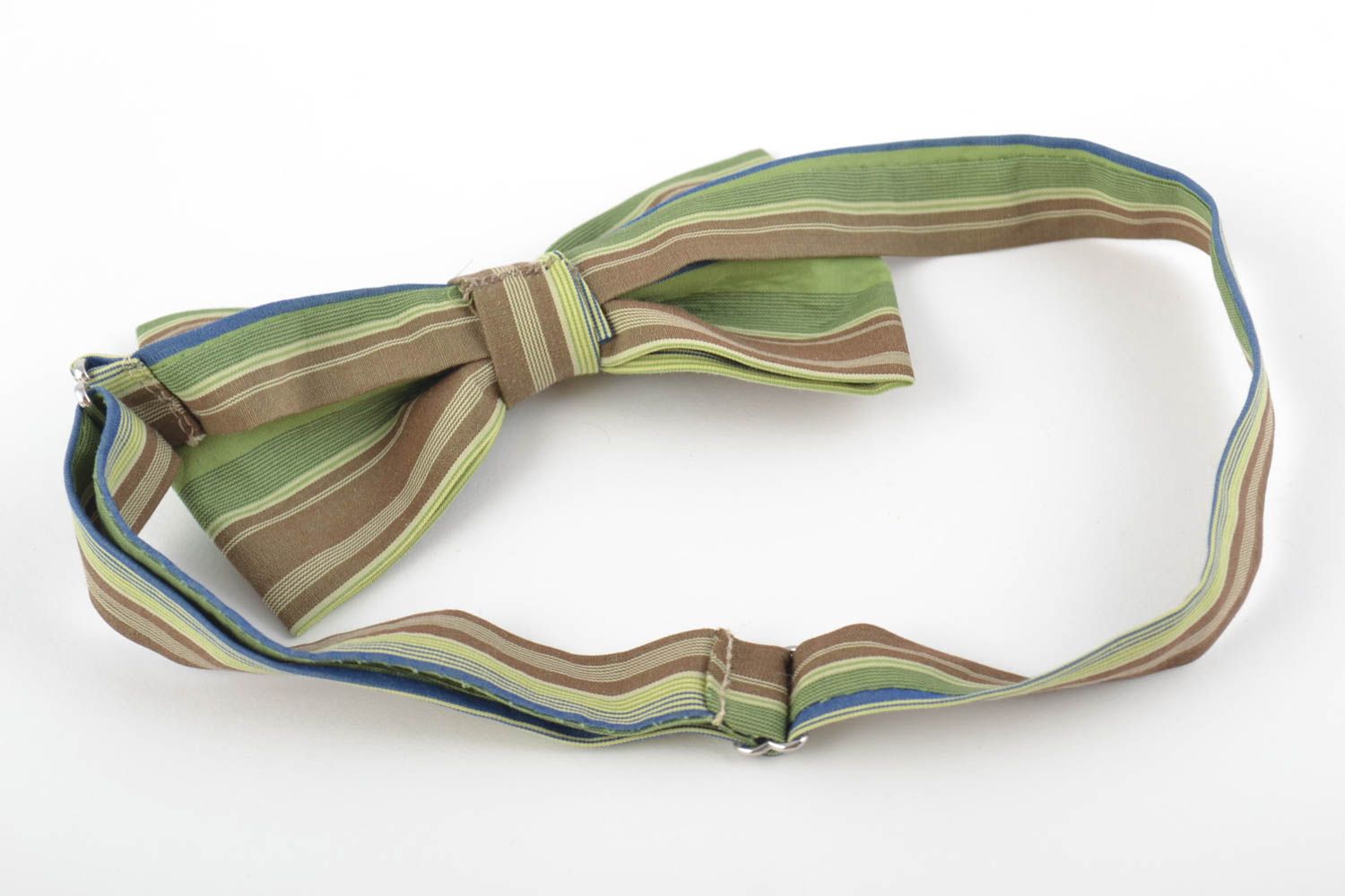 Полосатый галстук бабочка из коттона ручной работы с регулируемым размером фото 3