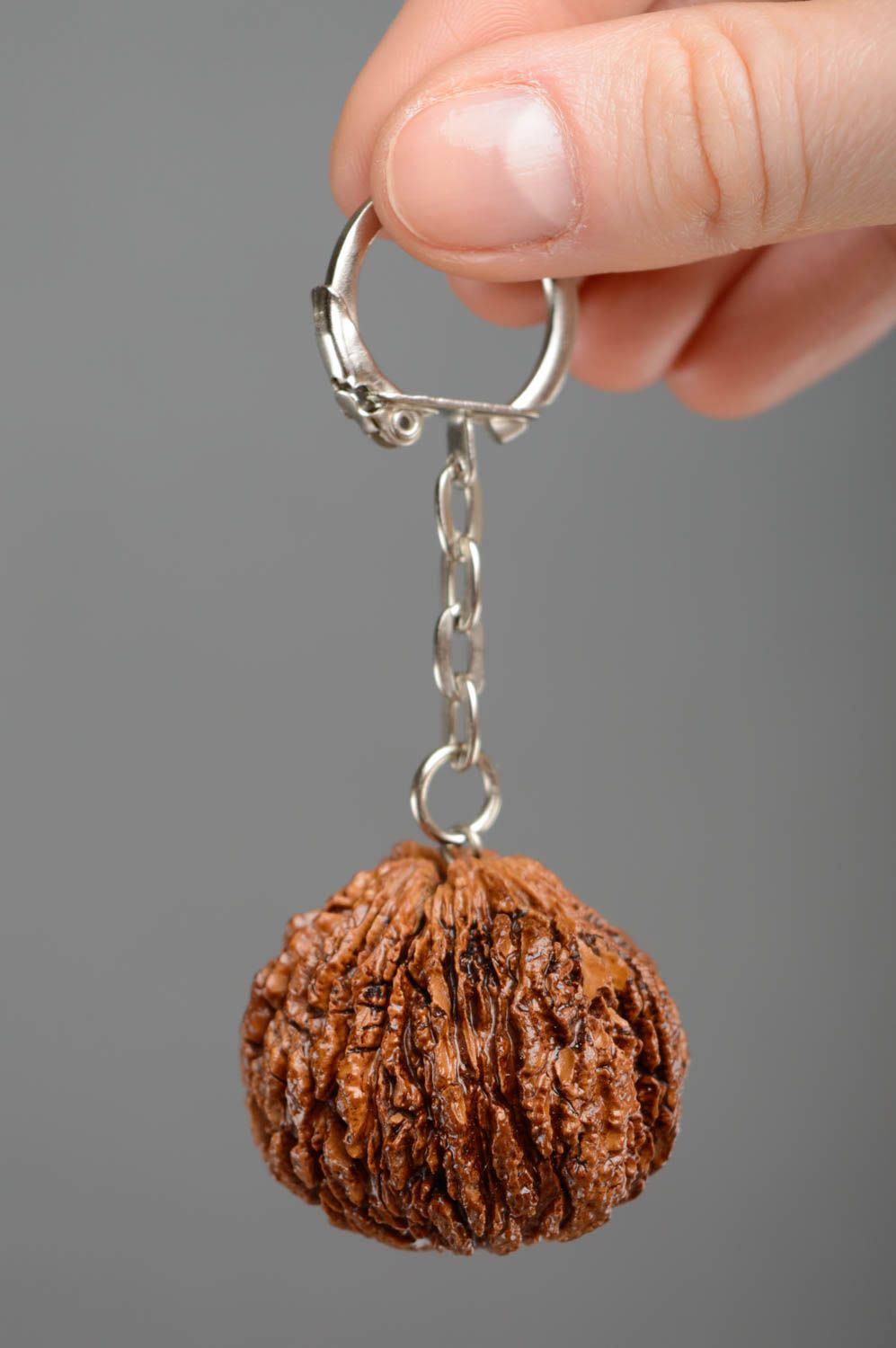 Porte-clés en noix du noyer de Mandchourie fait main original style ethnique photo 3