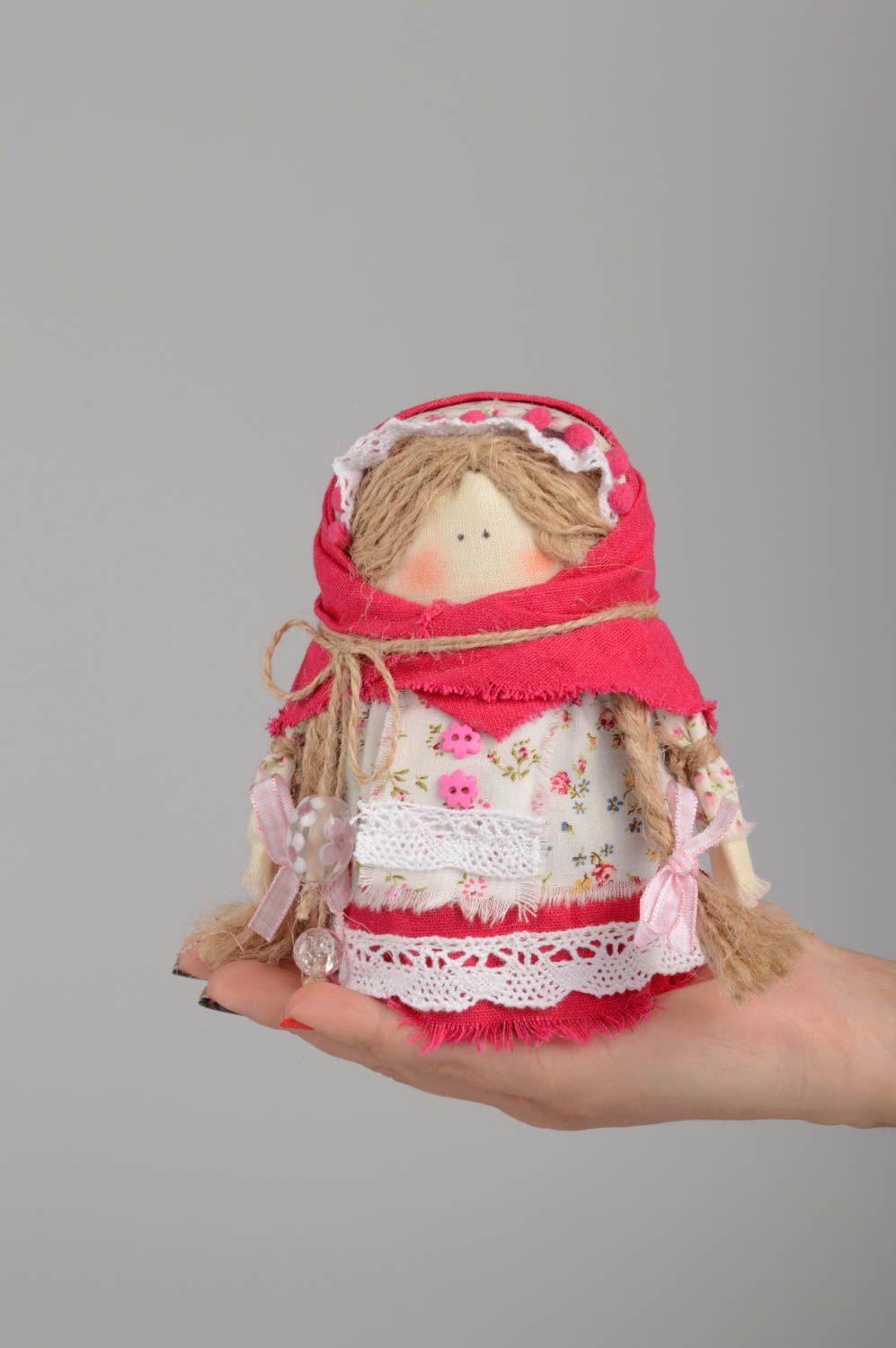 Interessante Designer Ethno Puppe aus Textil mit Korn handgeschaffen grell toll foto 5