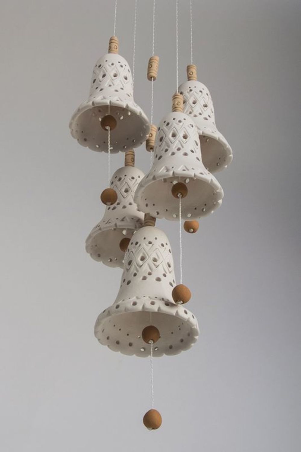 Ceramic perforated bells, interior pendant photo 4