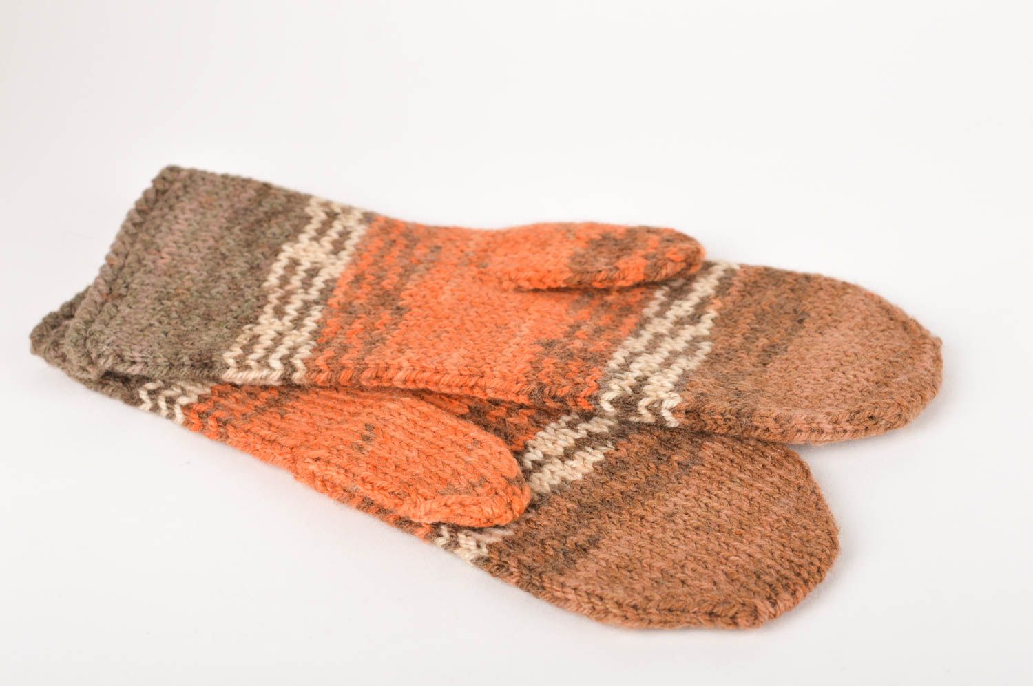 Moufles tricot faites main Vêtement femme en laine au crochet Cadeau original photo 2