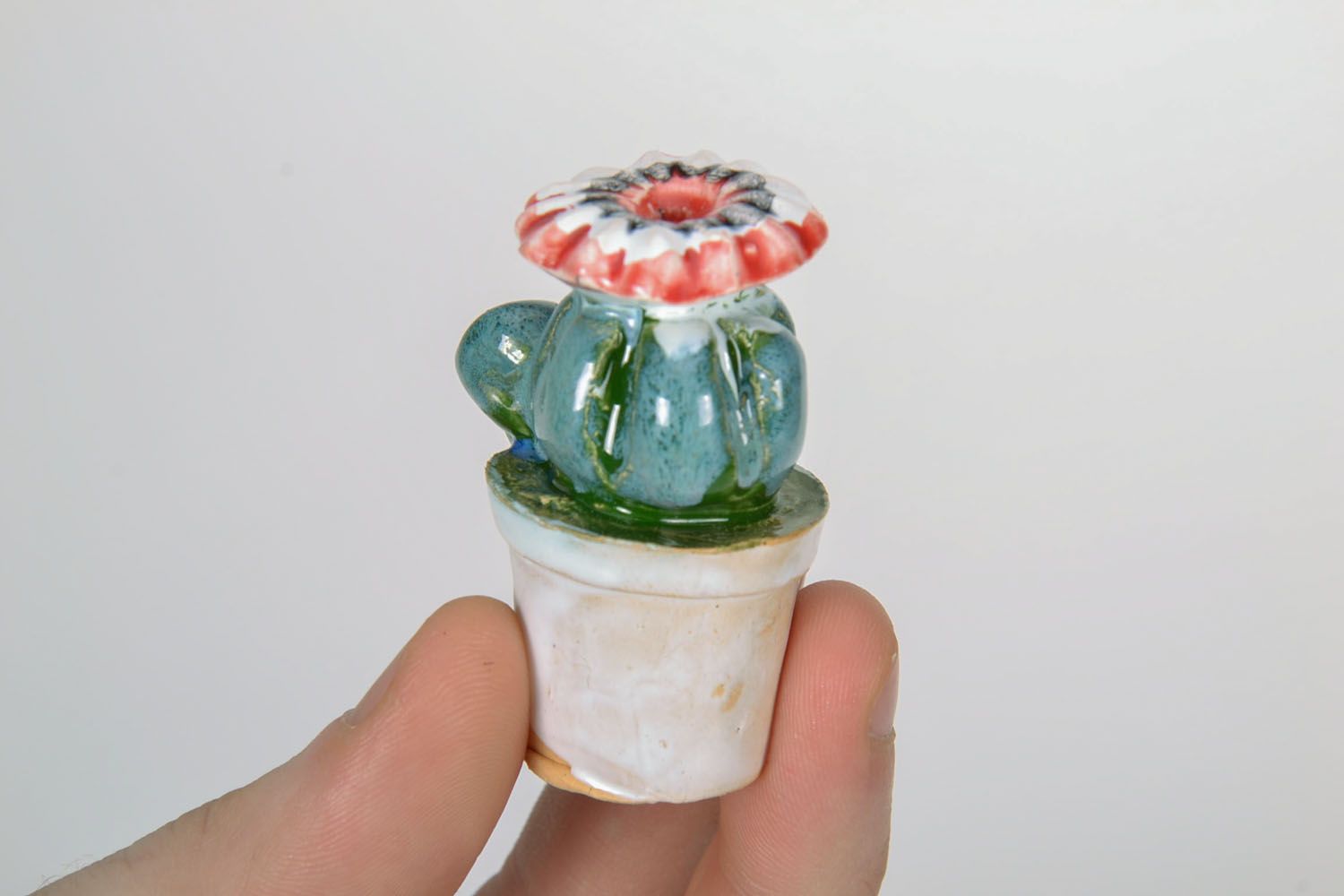Statuette décorative Cactus en fleurs faite main photo 2