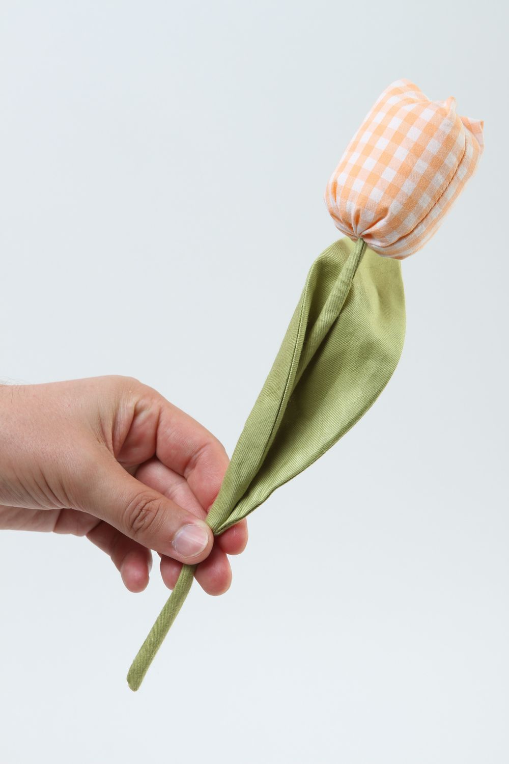 Flor de tela hecha a mano tulipán artificial naranja elemento decorativo foto 6