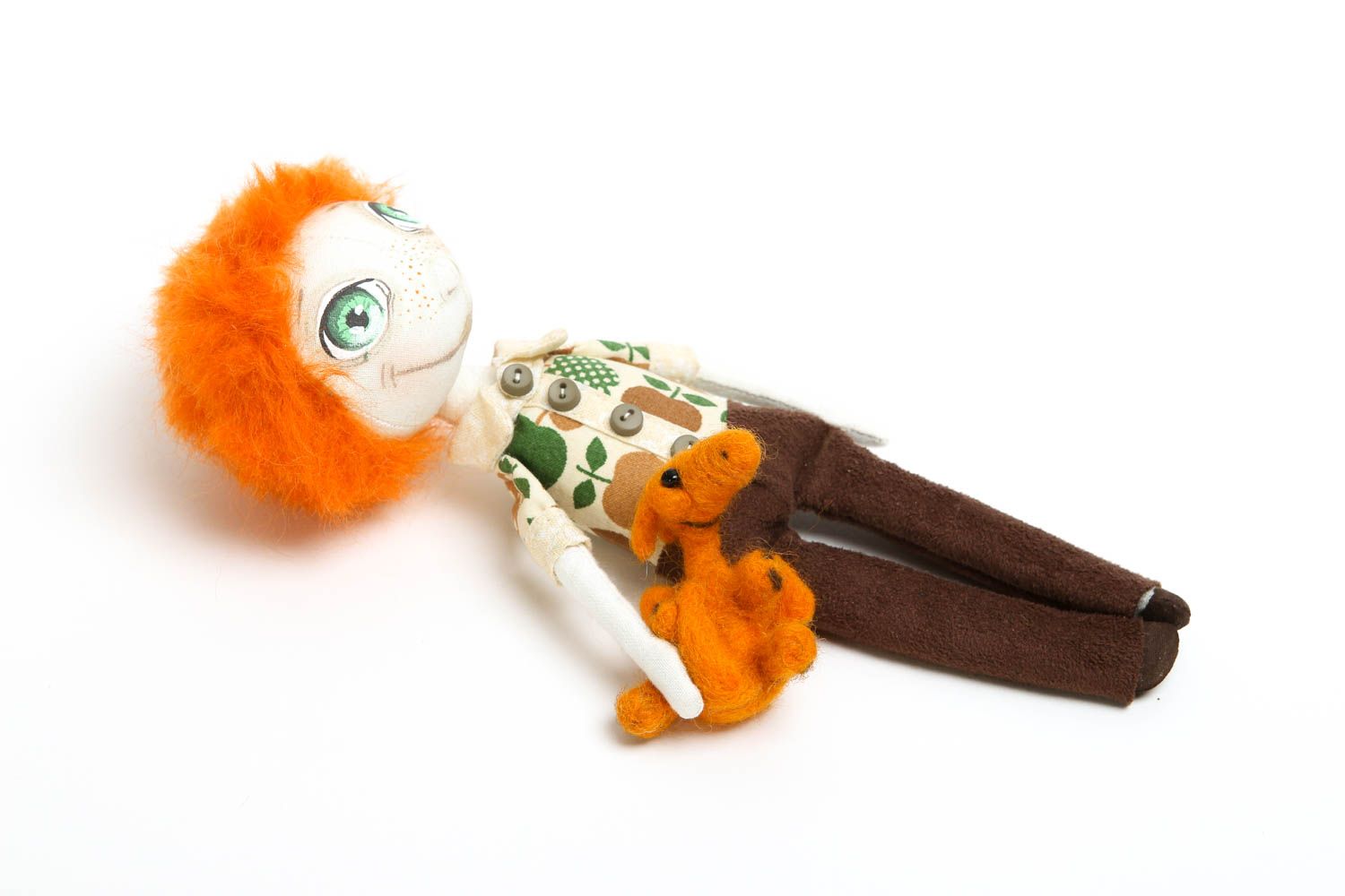 Bambola insolita in cotone fatta a mano pupazzo tessile originale e decorativo foto 3