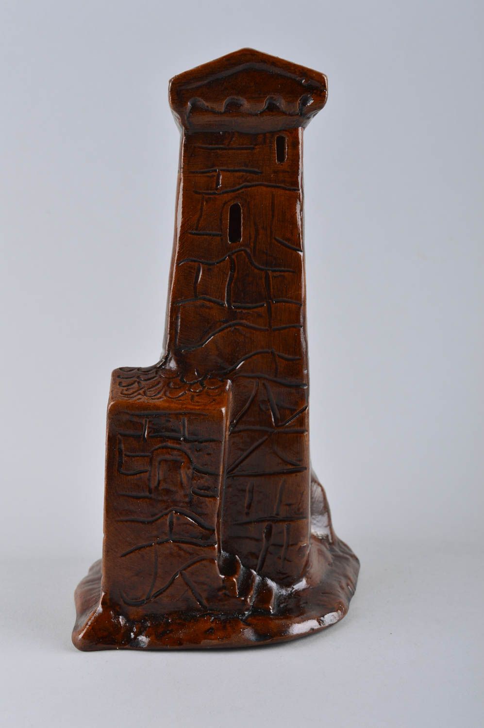 Handmade Keramik Deko Figur aus Ton Wohnzimmer Deko Swanischer Turm Geschenk foto 3