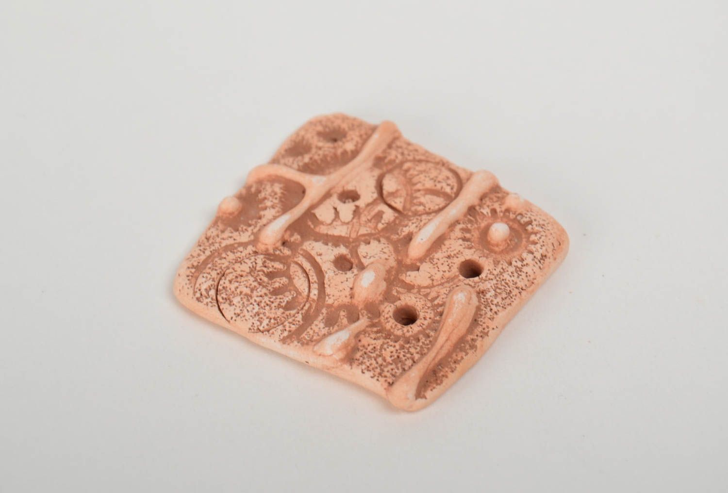 Handmade designer DIY clay blank for pendant making square  photo 4