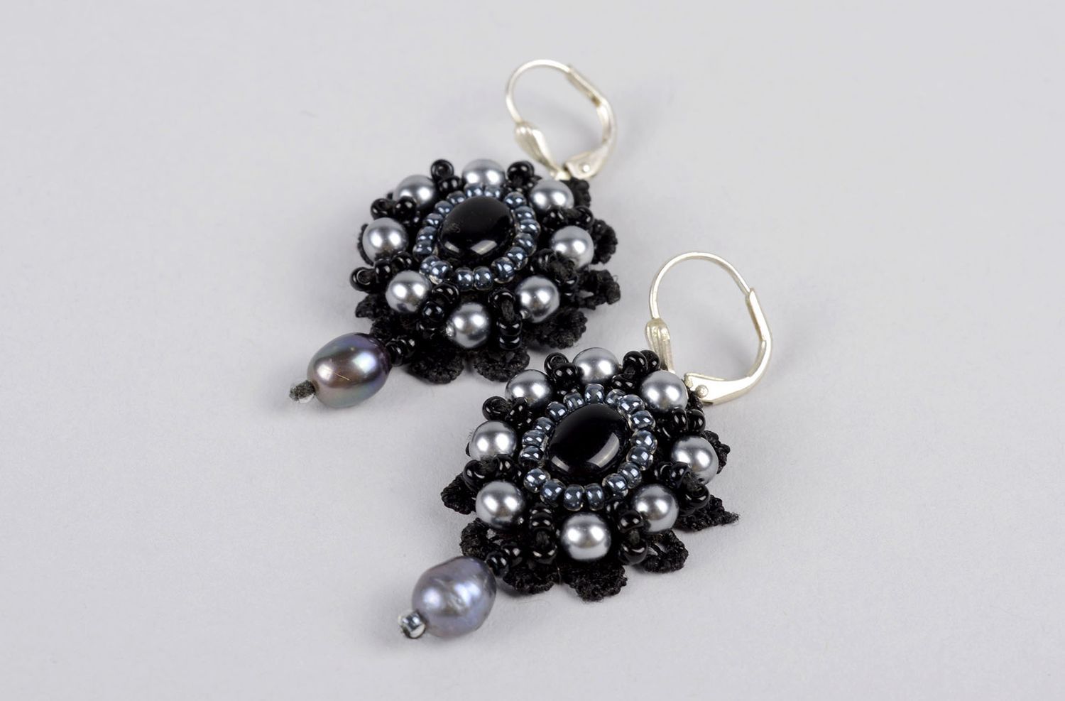 Handmade beaded earrings with charms long earrings with beads fashion jewelry photo 2