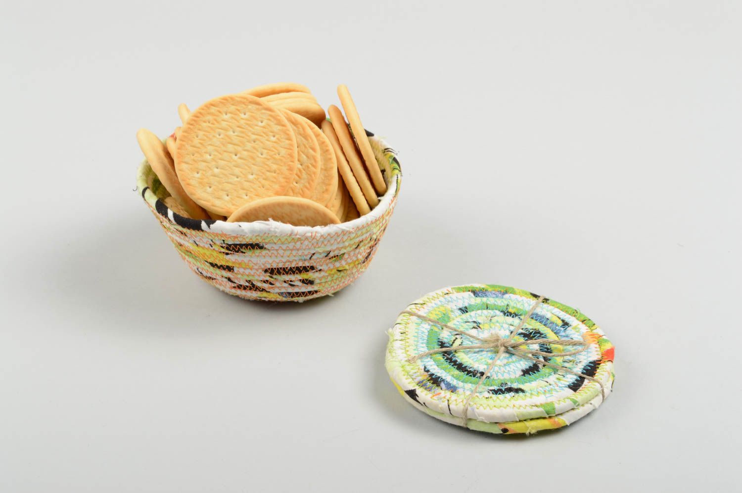 Colorful handmade fabric coaster textile coaster unusual hot pads gift ideas photo 5